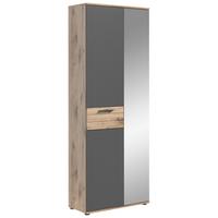 Garderobenschrank Mason ca. 70x200 cm Eiche/Grau - Eichefarben/Schwarz, MODERN, Holzwerkstoff/Kunststoff (70/200/37cm) - MID.YOU