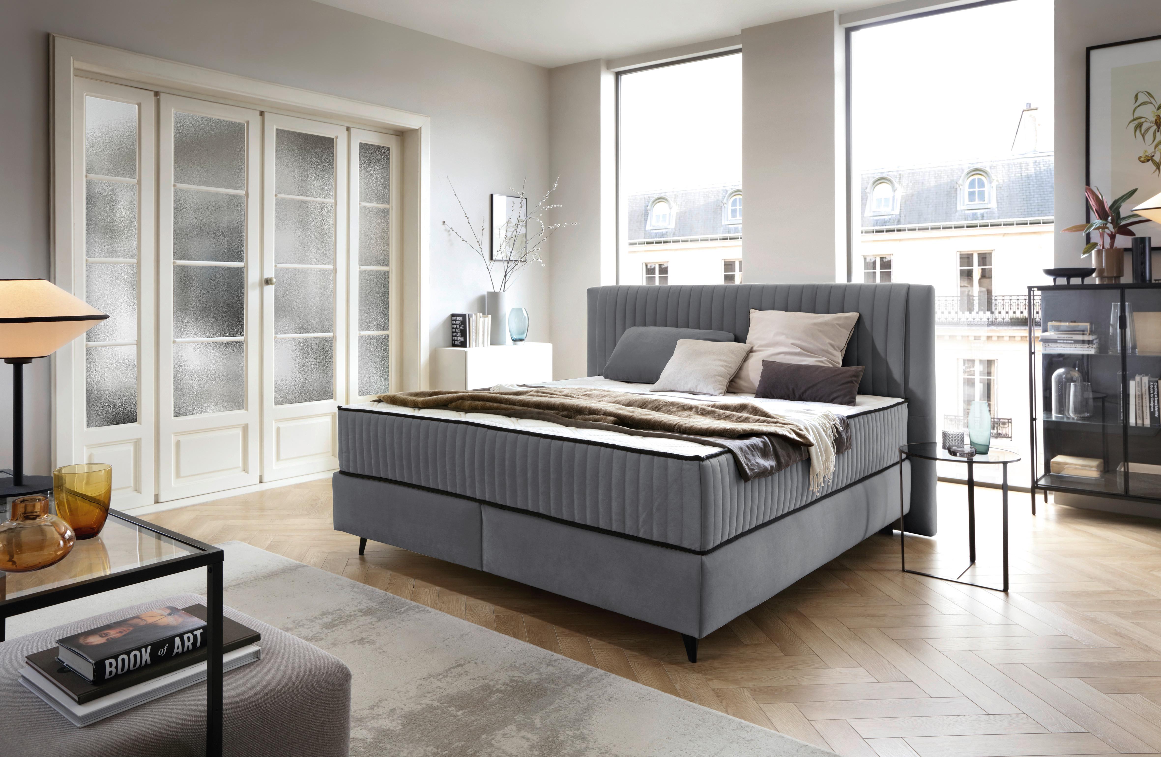 Pat Box Dream - gri închis, Modern, lemn/textil (180/200cm) - Premium Living