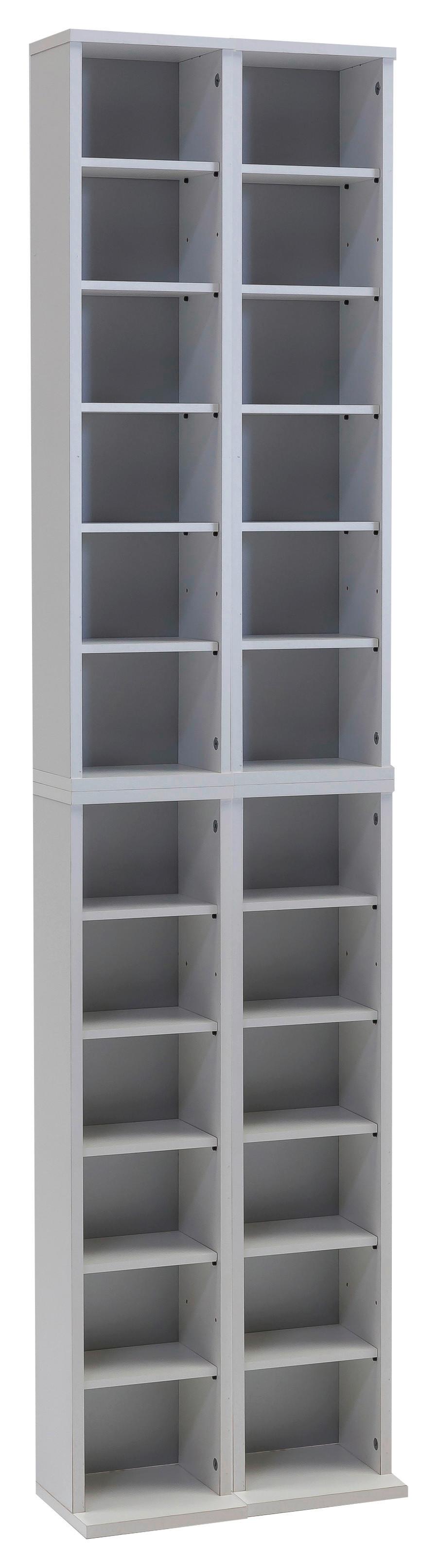 CD-Regal Almera in Weiß, B: 42 cm - Weiß, KONVENTIONELL, Holzwerkstoff (42/183/20cm) - MID.YOU