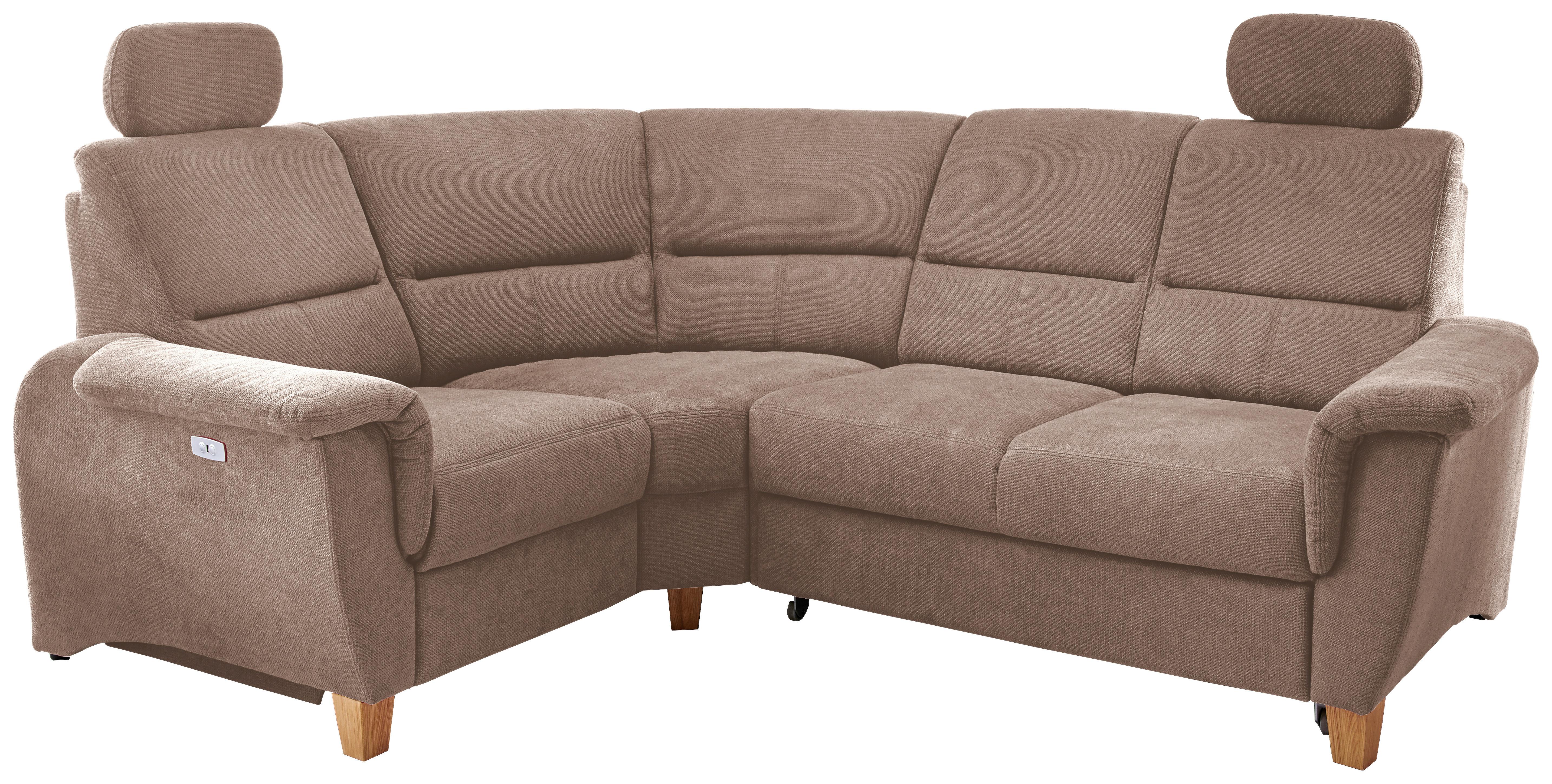 Wohnlandschaft Parole Hellbraun Struktur - Hellbraun/Wildeiche, KONVENTIONELL, Holz/Textil (186/237cm) - Livetastic
