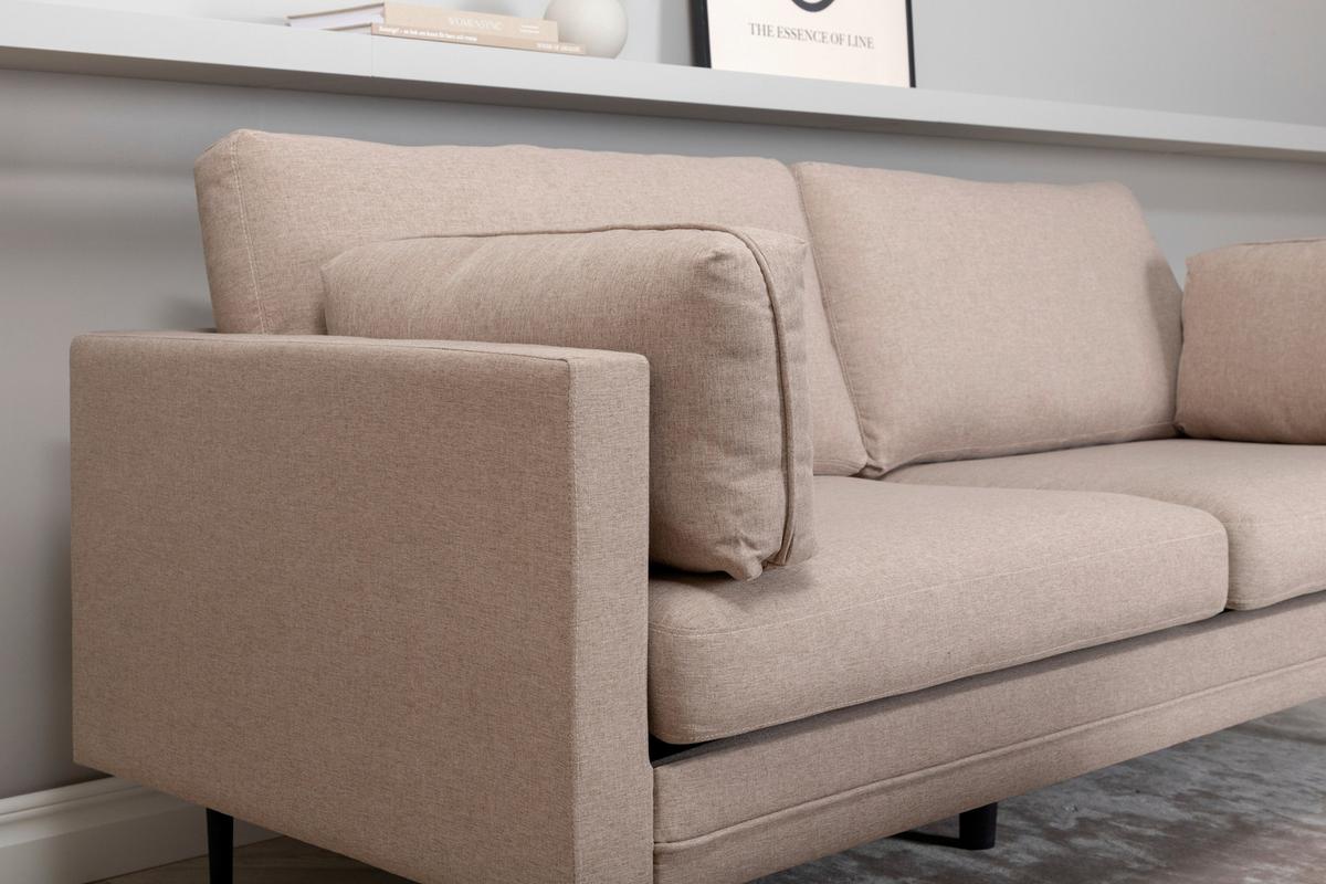 2-SITZER-SOFA BOOM - Hellbraun/Schwarz, Design, Textil/Metall (203/84/90cm) - Livetastic
