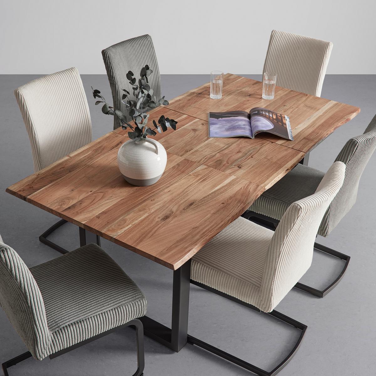 STÓŁ ROZSUWANY MALMO - kolor naturalny/czarny, Modern, metal/drewno (140-180/90/76cm) - Bessagi Home