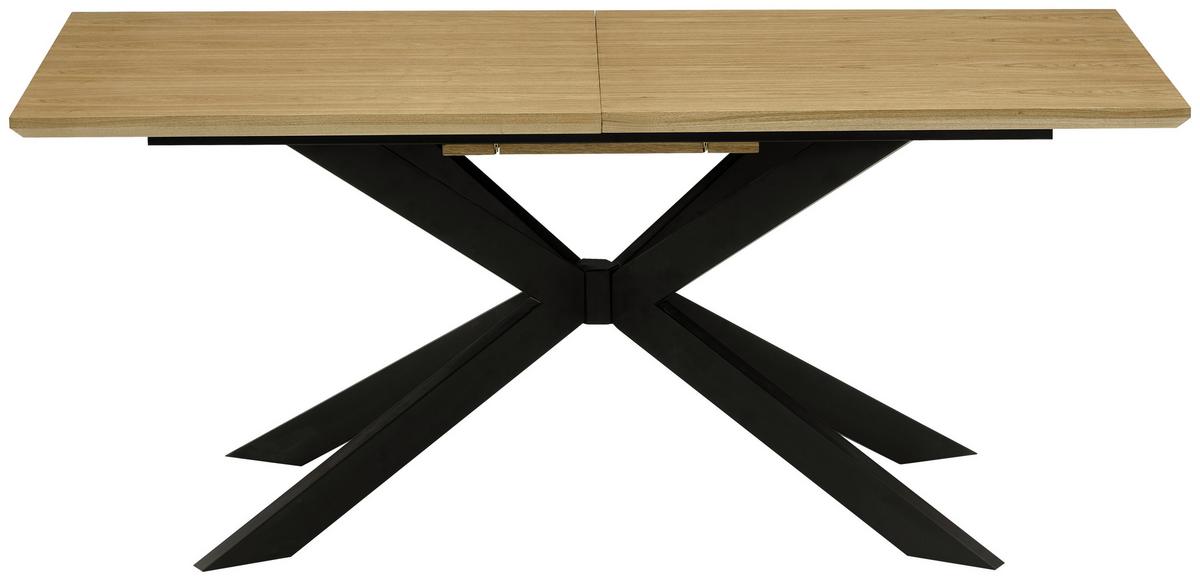 Raztegljiva Miza Kalmar, Barva Hrasta, Črna, 180-230x90 - črna/barve hrasta, Moderno, kovina/leseni material (180-230/90/76cm) - P & B