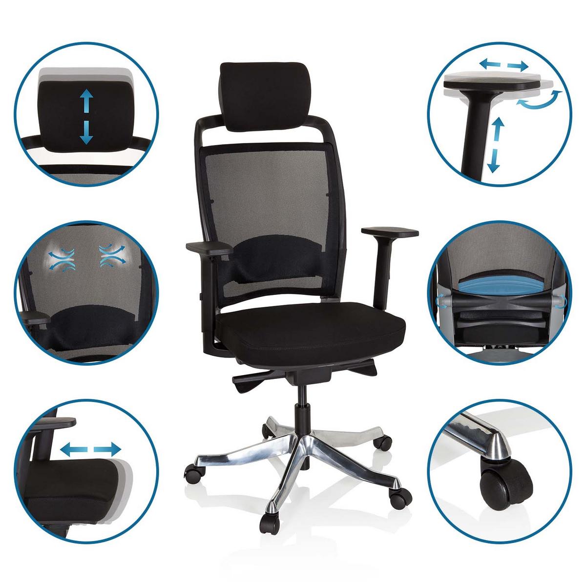 Pisarniški Stol Ikast I, Črna - srebrne barve/črna, Moderno, kovina/umetna masa (68/120/55cm) - MID.YOU