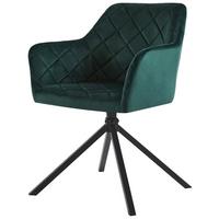 Stol Patti, Temno Zelena, Žamet, Vrtljiv - črna/siva, Konvencionalno, kovina/tekstil (56/81/60,5cm) - Mömax