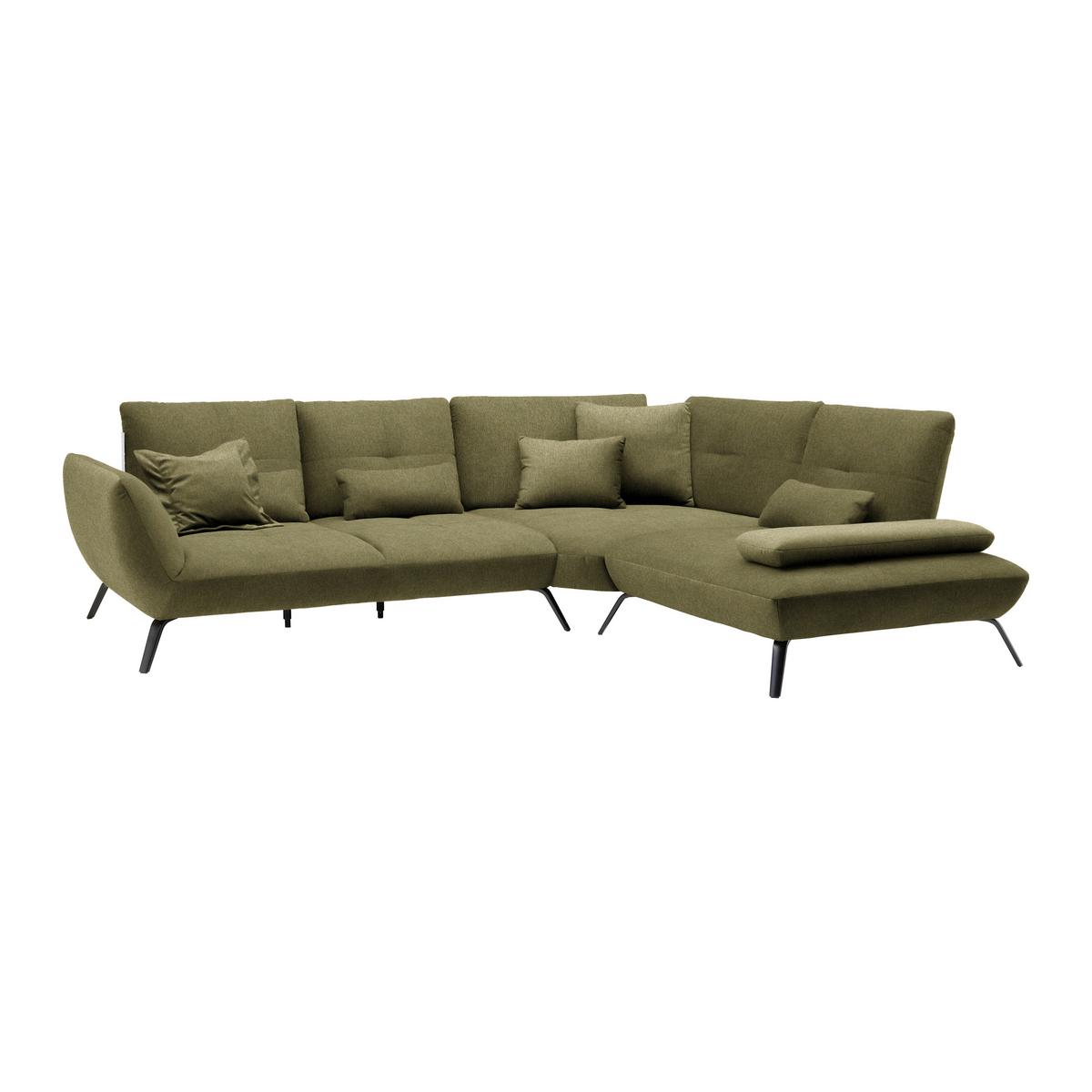 Wohnlandschaft Trendy Olivgrün - Schwarz/Olivgrün, Modern, Holzwerkstoff/Textil (310/93/250cm) - Premium Living