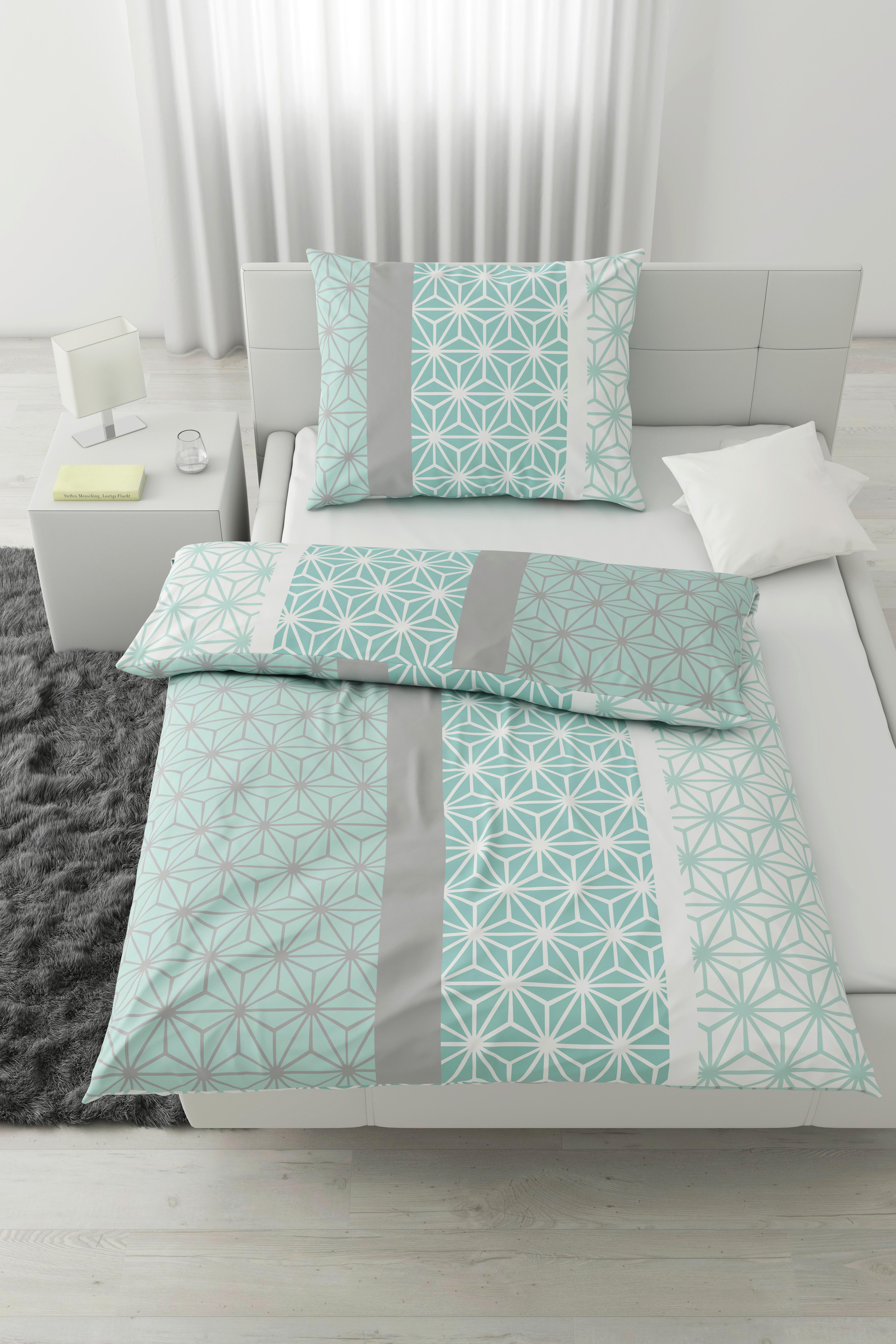 Lenjerie de pat Selma Based - alb/verde mentă, Konventionell, textil (140/200cm) - Best Price