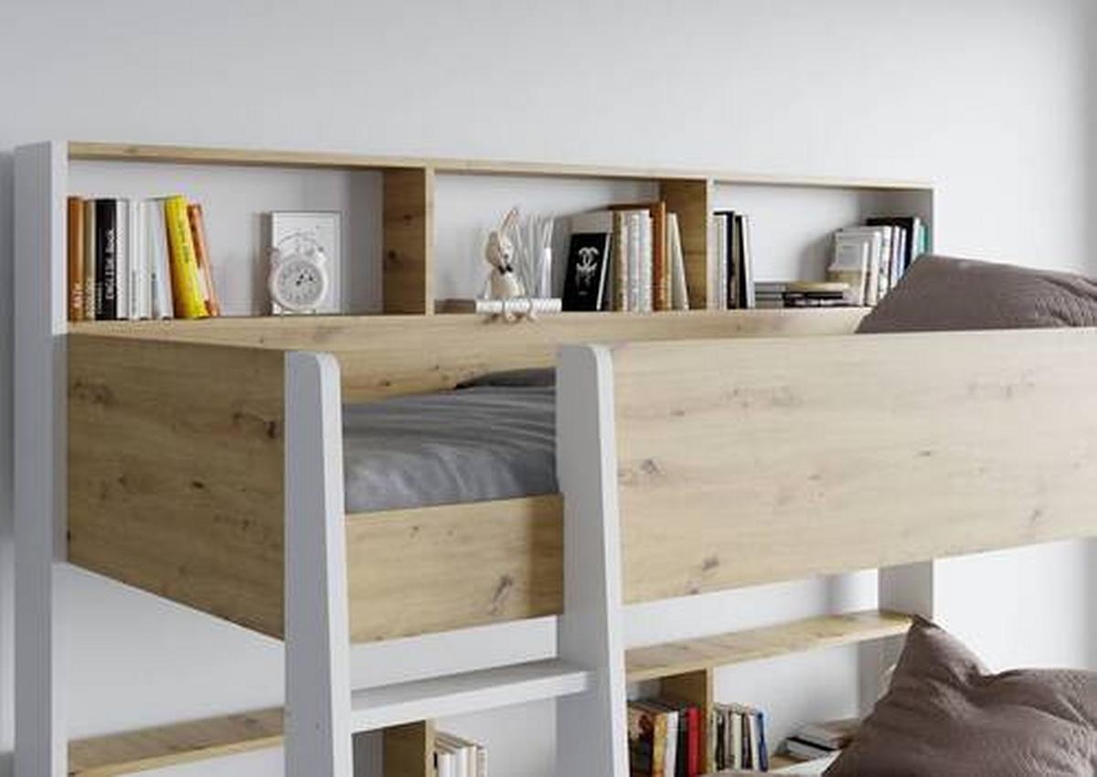 ŁÓŻKO PIĘTROWE SWAY IV ART.NR.BE2994178 - biały/dąb artisan, Konventionell, materiał drewnopochodny (90/200cm) - MID.YOU