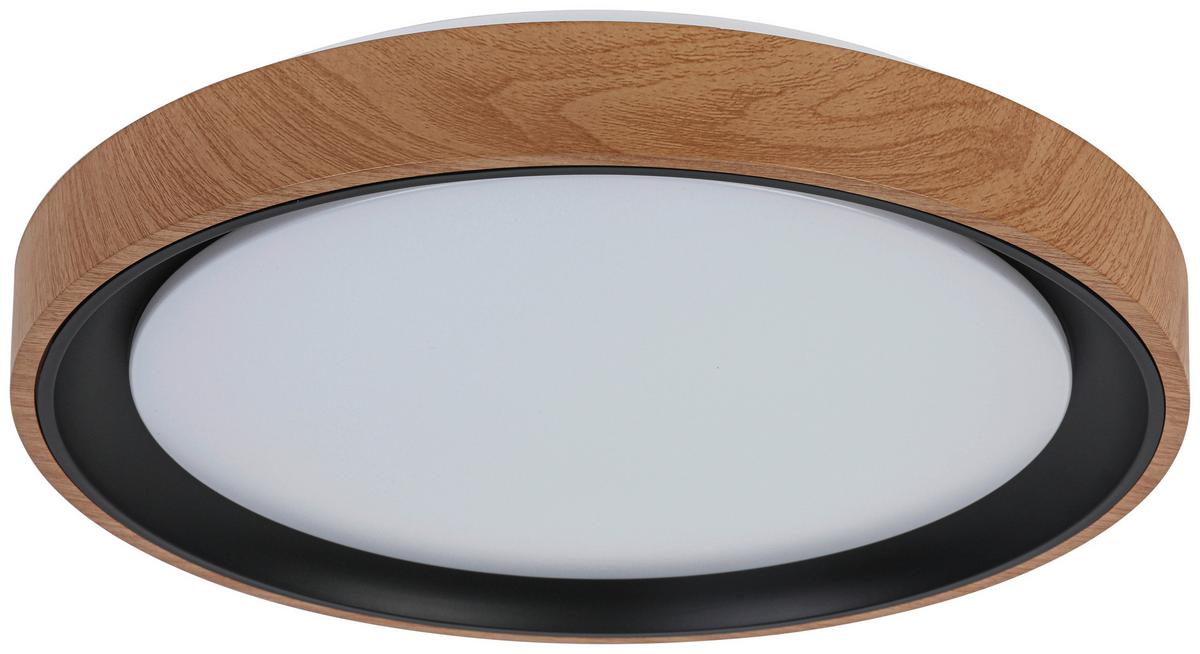 LAMPA SUFITOWA TINA - kolor dębowy/czarny, Trend, tworzywo sztuczne/metal (40/7cm) - Novel