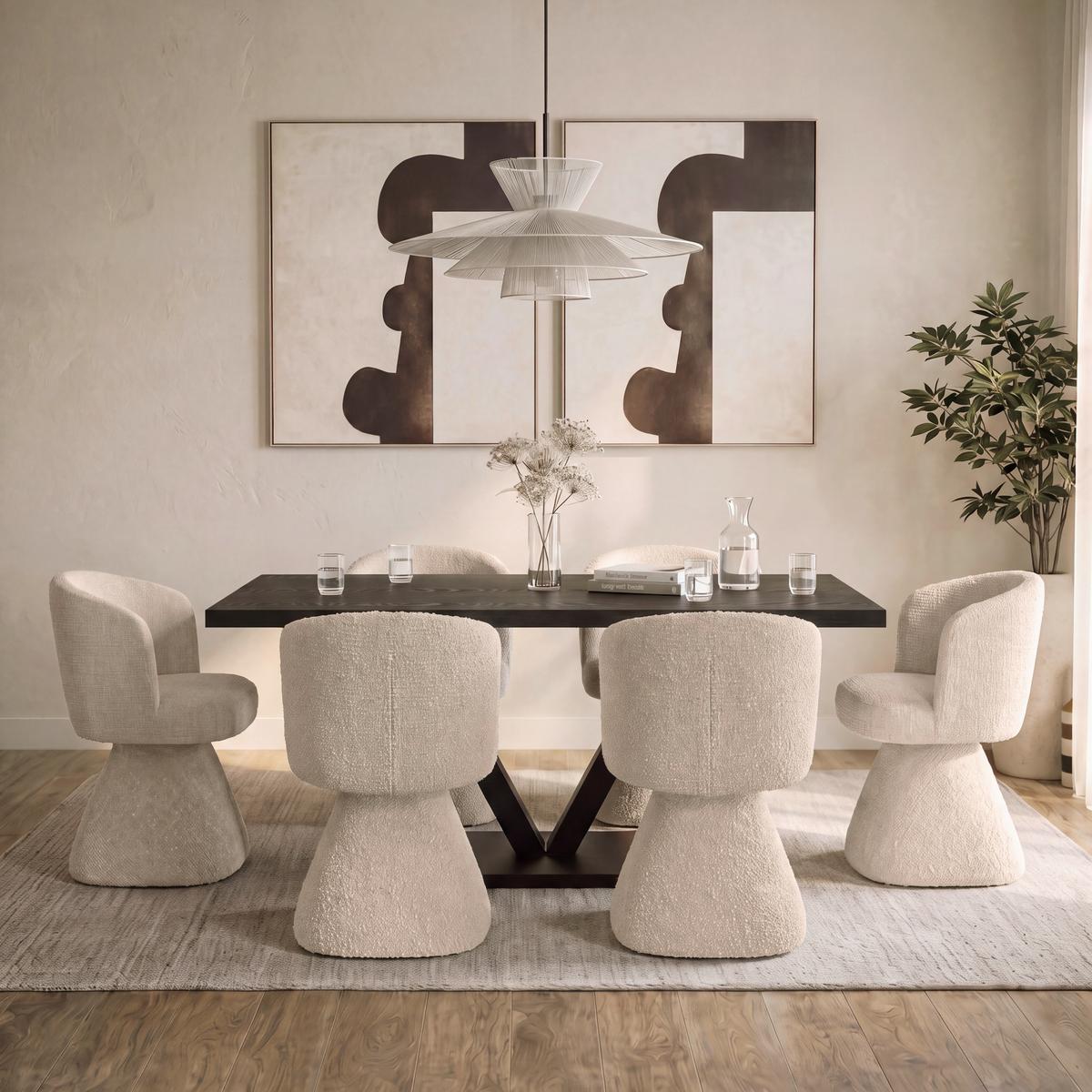 Armlehnstuhl Maylea Creme Webstoff Gepolstert - Creme, MODERN, Holz/Textil (61/60,5/81cm) - Bessagi Home