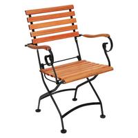 Gartensessel Schlossgarten aus Eukalyptus Naturfarben - Schwarz/Naturfarben, ROMANTIK / LANDHAUS, Holz/Metall (60/57/85cm) - Gardenson