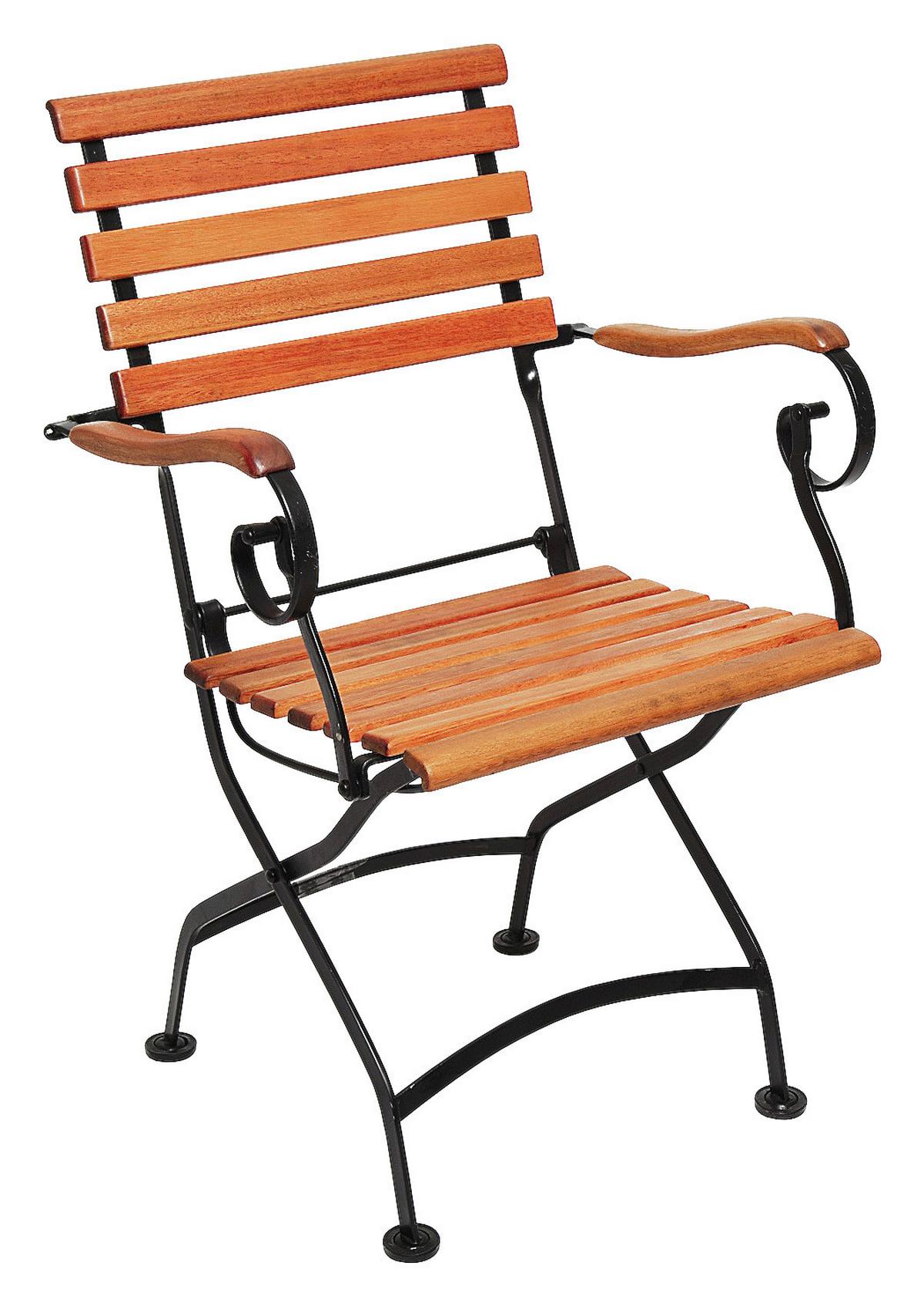 Gartensessel Schlossgarten aus Eukalyptus Naturfarben - Schwarz/Naturfarben, ROMANTIK / LANDHAUS, Holz/Metall (60/57/85cm) - Gardenson