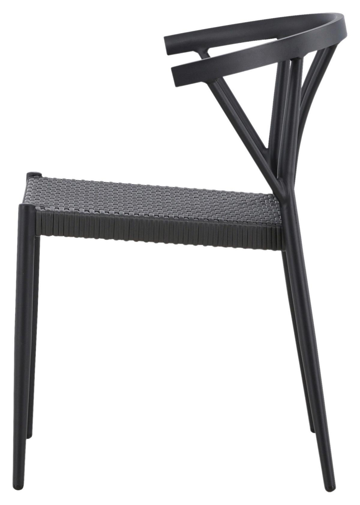 Gartenstuhl 6er-Set Stina ca. 47x79,5x49 cm Schwarz - Schwarz, KONVENTIONELL, Kunststoff/Metall (47/79,5/49cm) - Gardenson