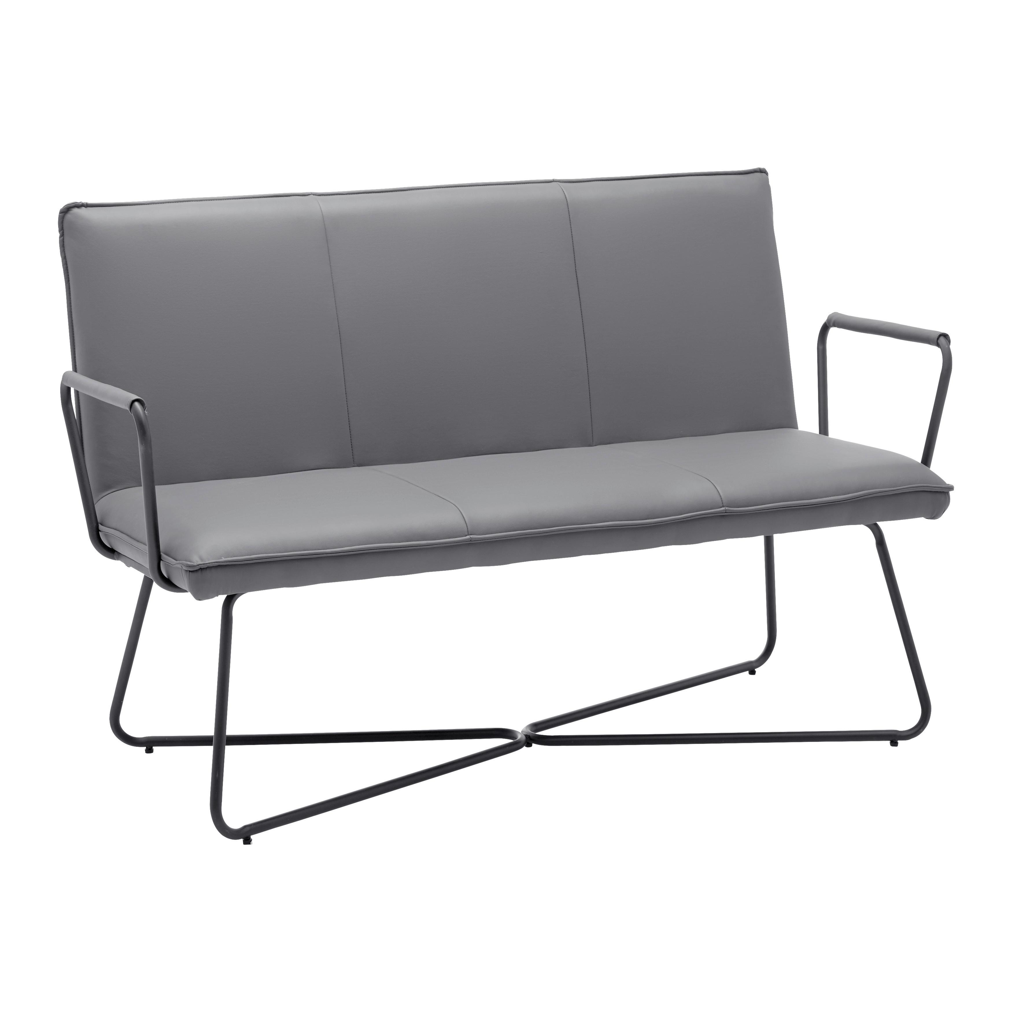 Klop Bosco, Siva, Videz Usnja - siva/črna, Moderno, kovina/tekstil (140/90/62cm) - Bessagi Home