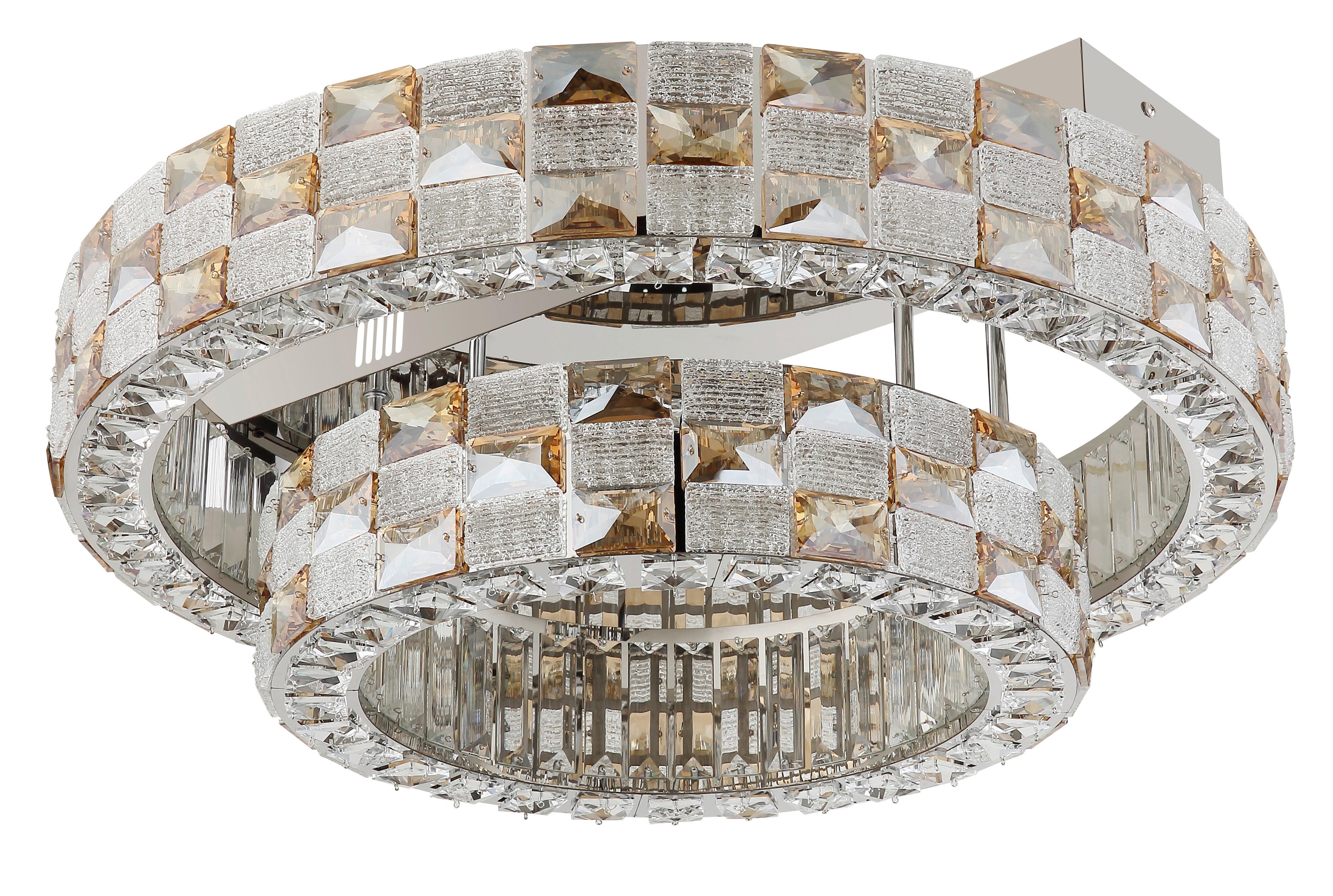 Led Stropna Svjetiljka Lidia - prozirno/boje kroma, Design, staklo/metal (61/24,5cm) - Globo