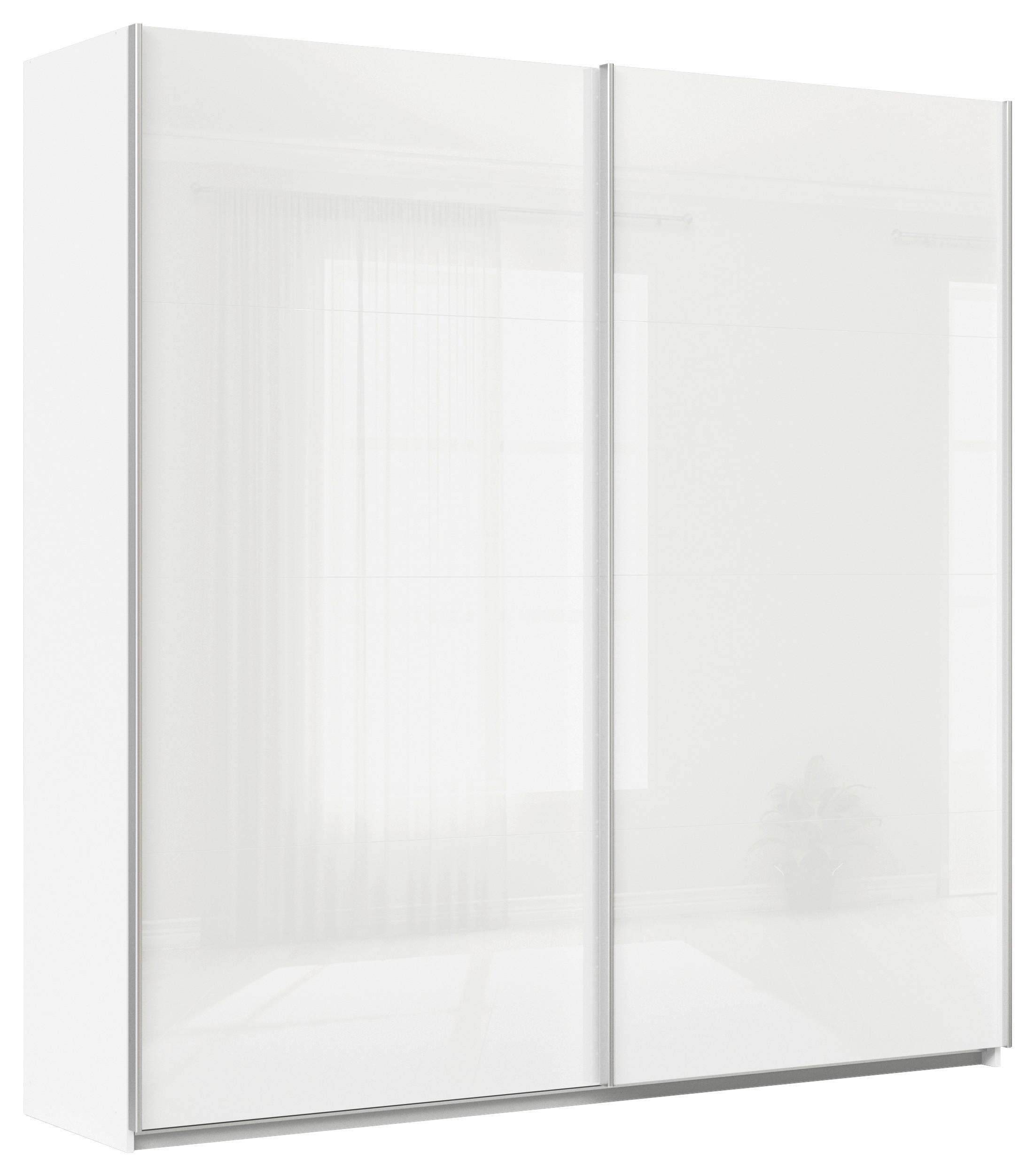 DULAP USI CULISANTE FELDKIRCH - alb/alb lucios intens, Modern, sticlă/material pe bază de lemn (225/229/62cm)