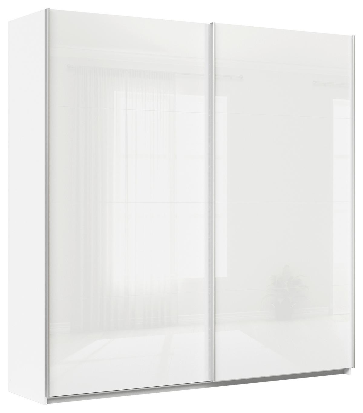 DULAP USI CULISANTE FELDKIRCH - alb/alb lucios intens, Modern, sticlă/material pe bază de lemn (225/229/62cm)