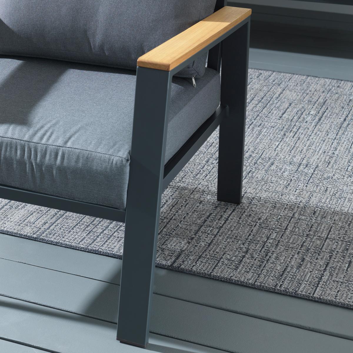 SOFA TARASOWA TORBOLE-03 - antracytowy/kolor naturalny, Design, metal/drewno (132/74/75cm) - Ambia Garden