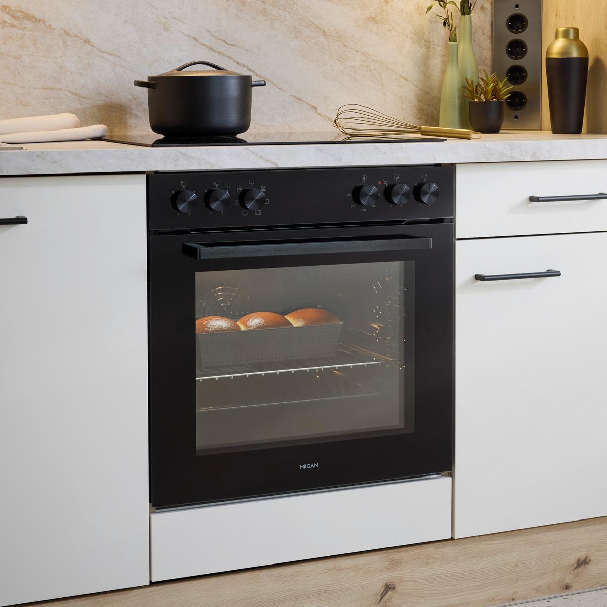 Küchenblock IP1200 o. Geräte Weiß/Eiche - Eichefarben/Schwarz, MODERN, Holzwerkstoff/Metall (310cm) - Impuls