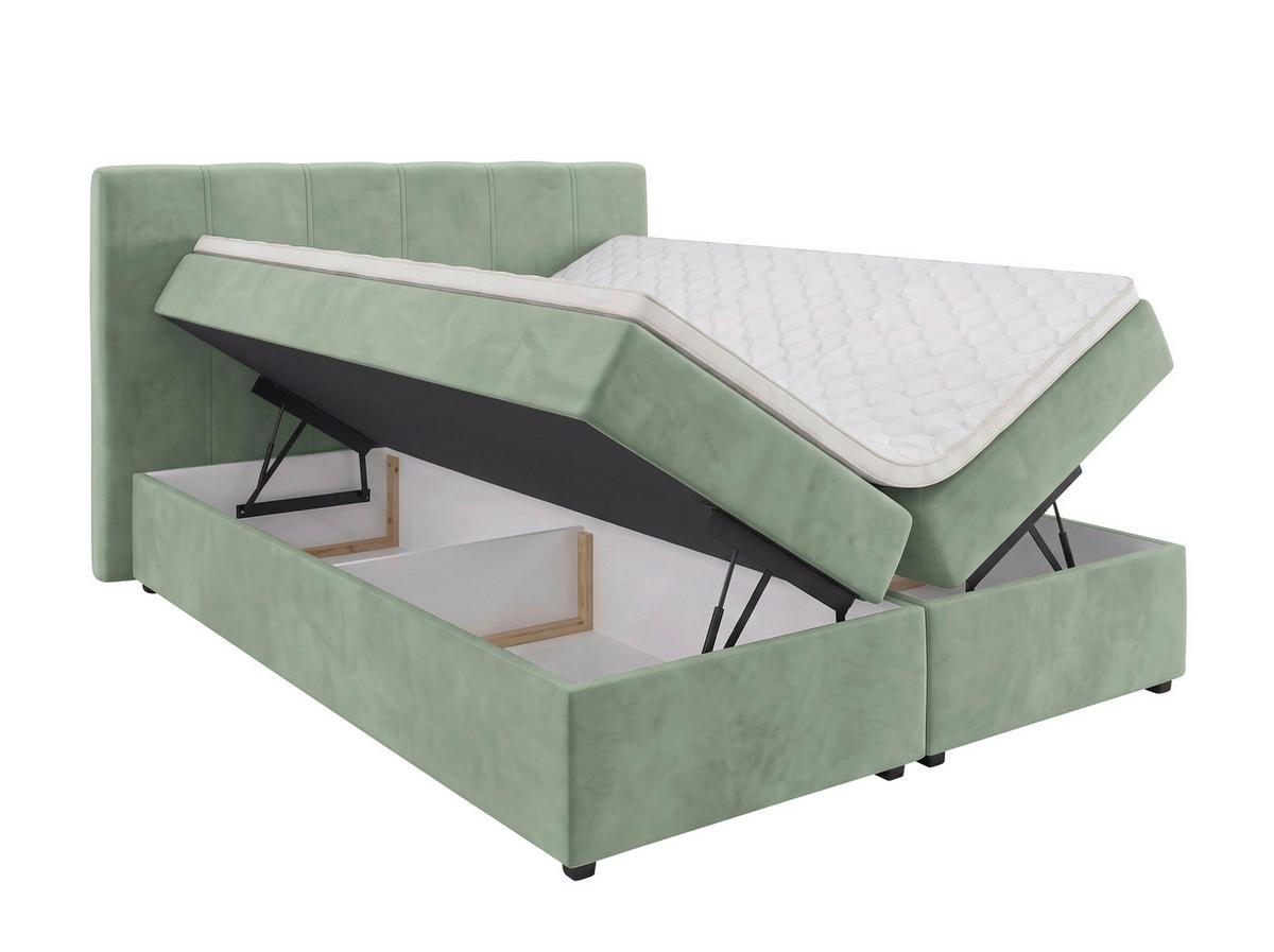 Boxbett Dana Salbeigrün ca. 160x200cm - Salbeigrün/Schwarz, Kunststoff/Textil (160/200cm) - Based
