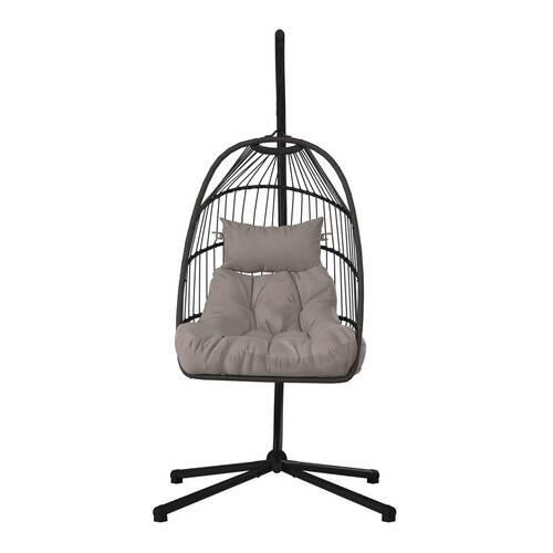 Fotoliu suspendat Laura - negru/gri, Basics, plastic/metal (103/198/102cm) - Mömax