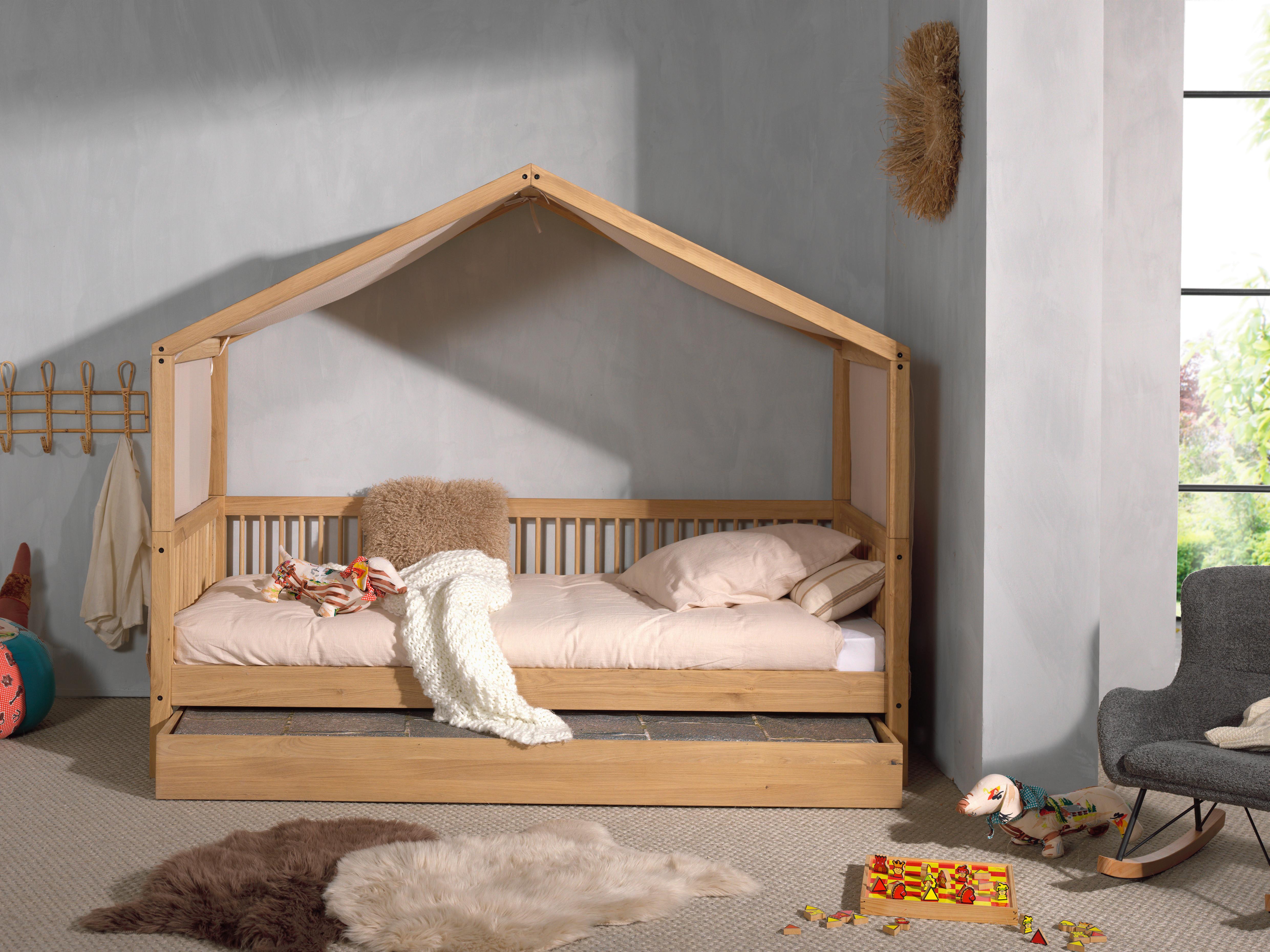 Hausbeett FORREST Naturfarben ca.90x200cm Echtholz, Bettlade - Eichefarben/Naturfarben, MODERN, Holz/Holzwerkstoff (90/200cm) - Vipack
