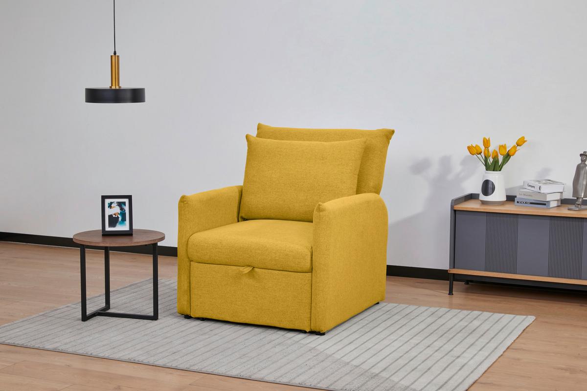 Fotelja Na Razvlačenje Celine - tamno žuta/crna, Moderno, drvo/tekstil (84/97/102cm) - Mömax