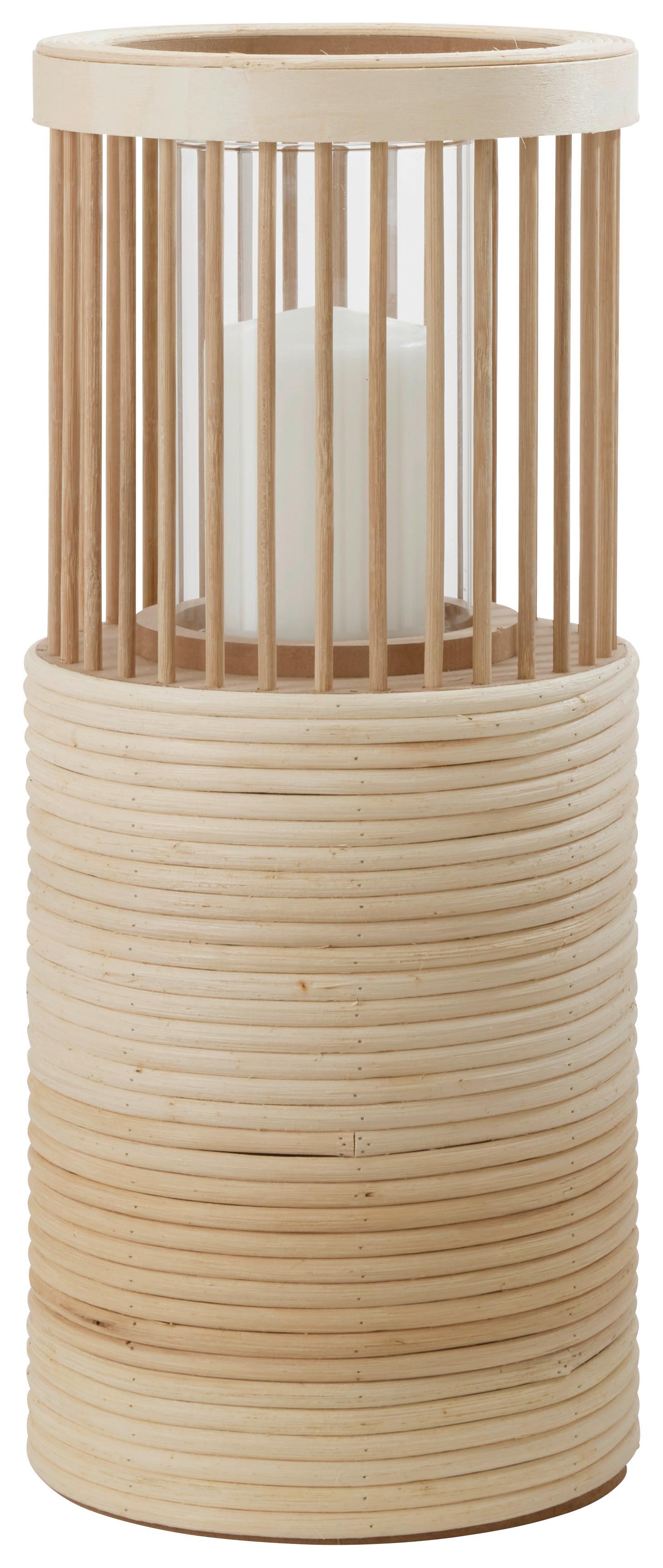 Gyertyatartó Bamboo - natúr/áttetsző, Üveg/fa (17,5/41,7cm) - Premium Living