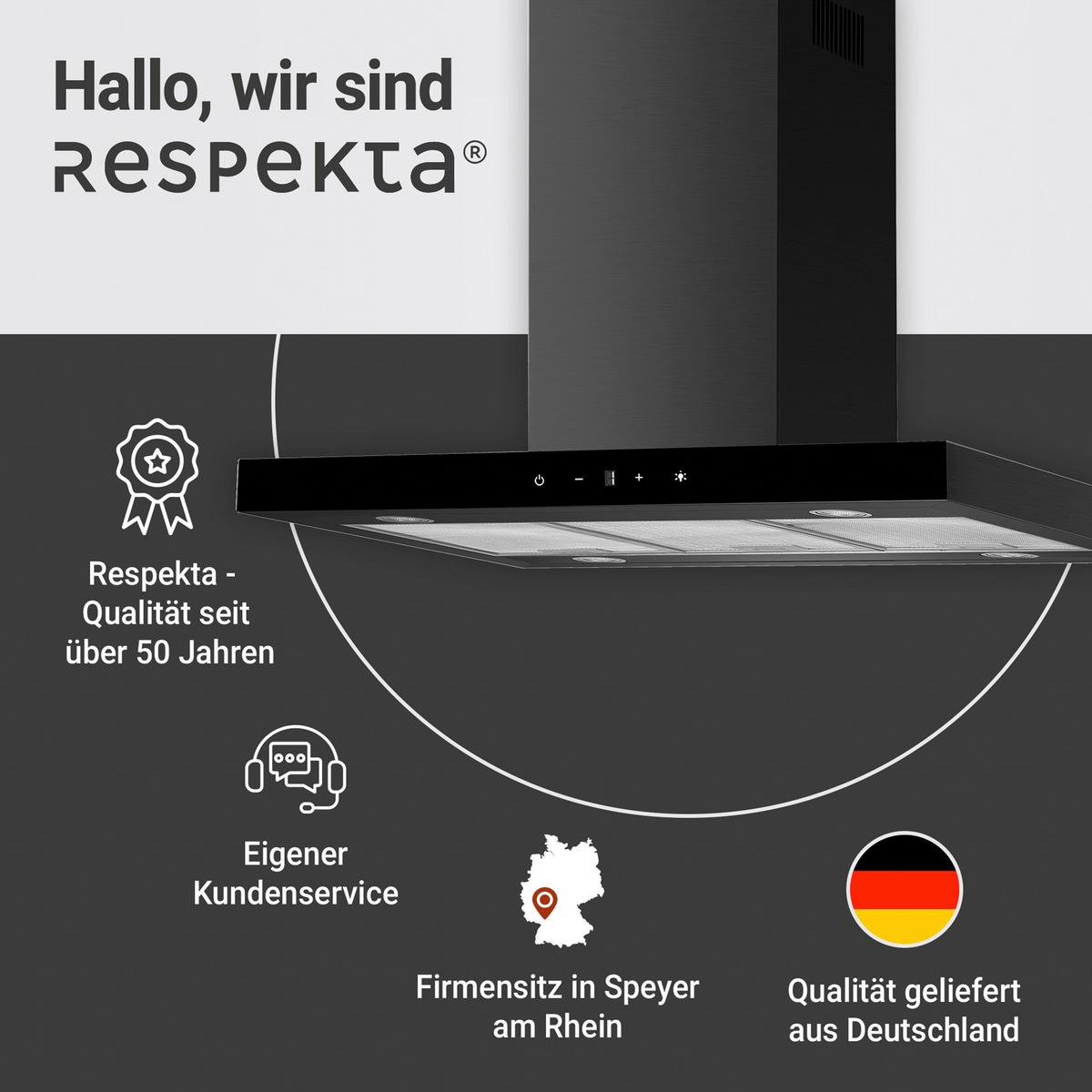 Dunstabzugshaube CH44199GISS Schwarz - Schwarz, Trend, Glas/Metall (89,5/65/60cm) - Respekta