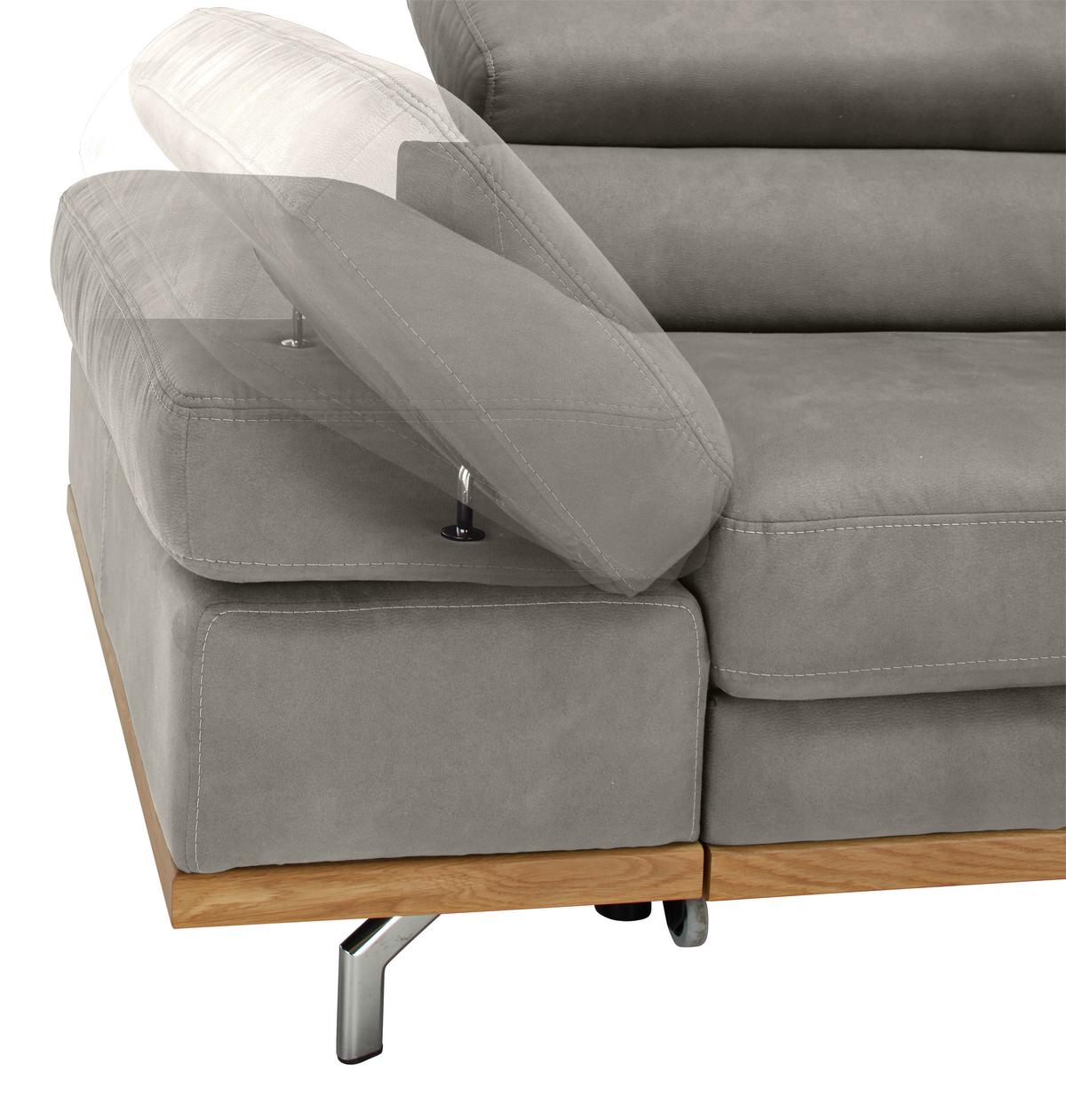Ecksofa Carmen Grau mit Bettfunktion - Chromfarben/Silberfarben, Konventionell, Holz/Textil (292/93/226cm) - Zandiara