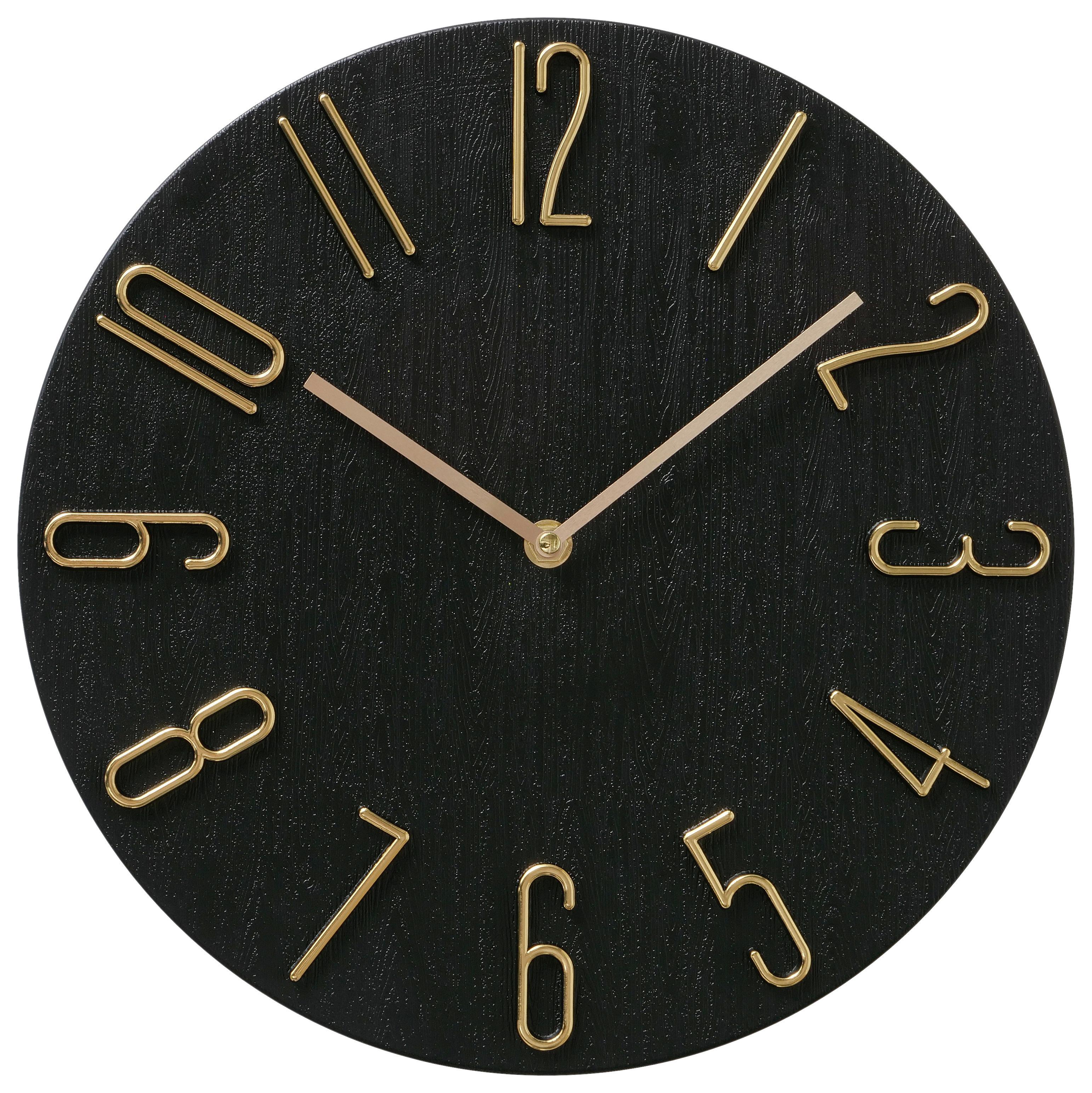 Wanduhr Tempo II Schwarz/Goldfarben - Goldfarben/Schwarz, Basics, Kunststoff (30/3,5cm) - Mömax