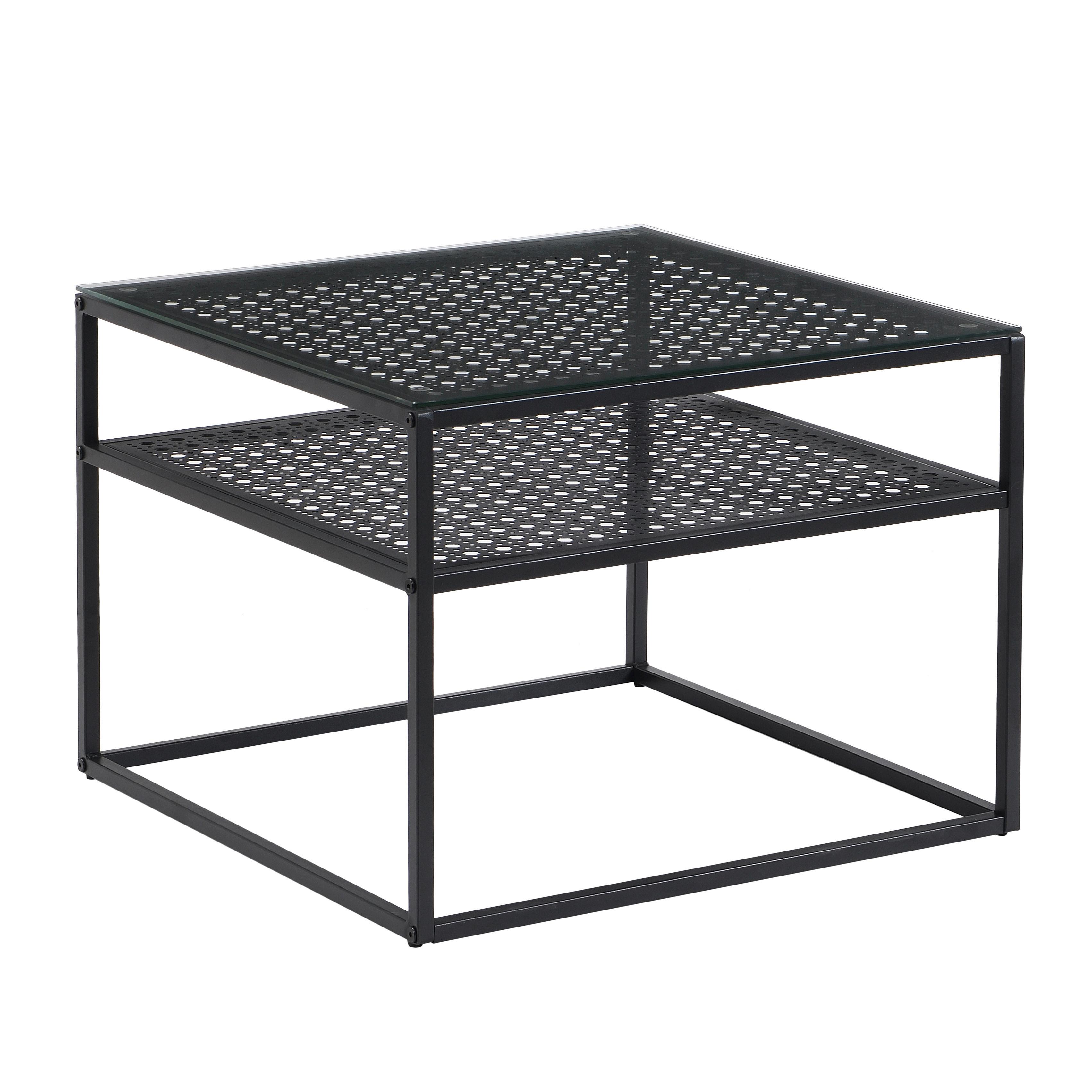 Couchtisch Wl7.325 - Schwarz, Design, Glas/Metall (60/60/45cm) - MID.YOU