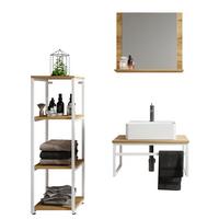 Kopalnica Bitila 60, Bela, Barva Hrasta, 4-Delno - črna/bela, Moderno, kovina/umetna masa (95cm) - MID.YOU