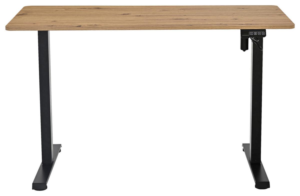 Dvižna Miza Emil 3, Barva Hrasta, Črna, 120x72-118cm - črna/hrast artisan, Trend, kovina/leseni material (120/72-118/60cm)