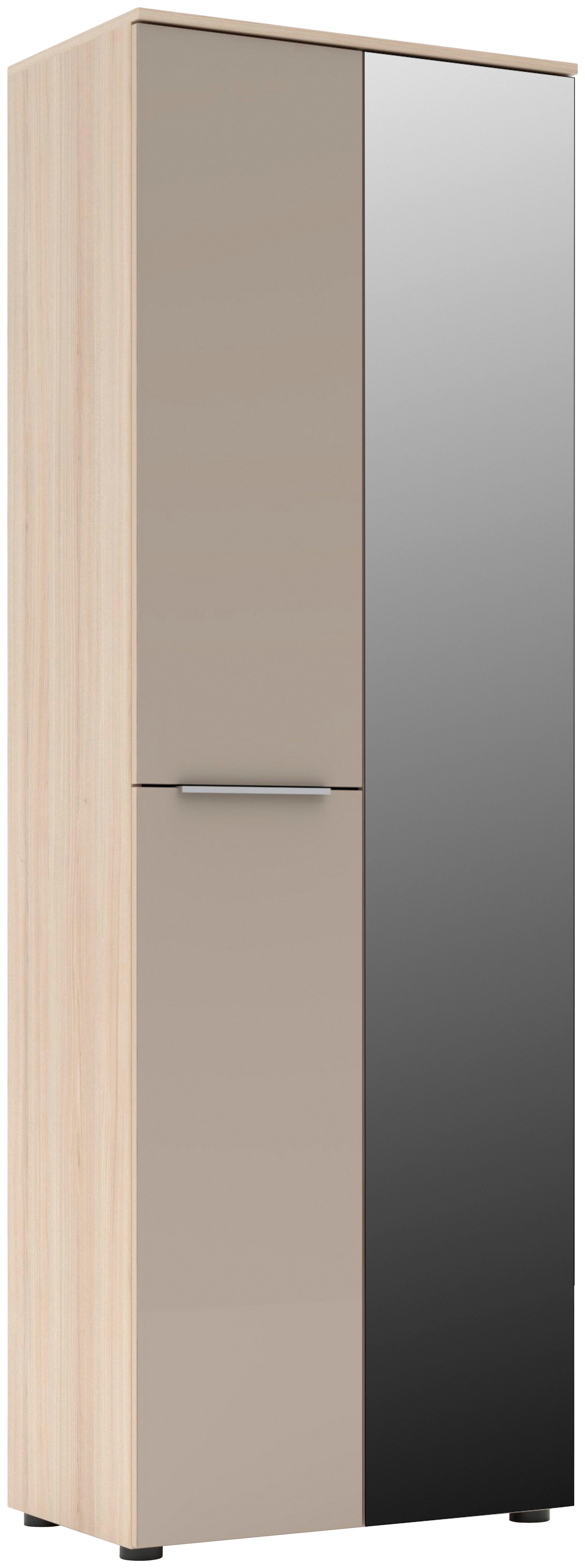 Garderobenschrank Siena Eichefarben/Kaschmir - Kaschmir/Chromfarben, MODERN, Glas/Holzwerkstoff (65/196/41cm) - Mömax