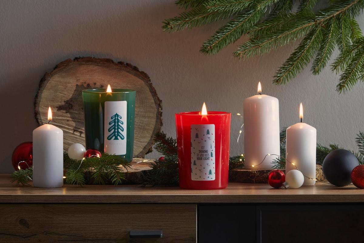 Gyertya Üvegben Christmas Fable - zöld, Üveg (9/12cm) - Modern Living