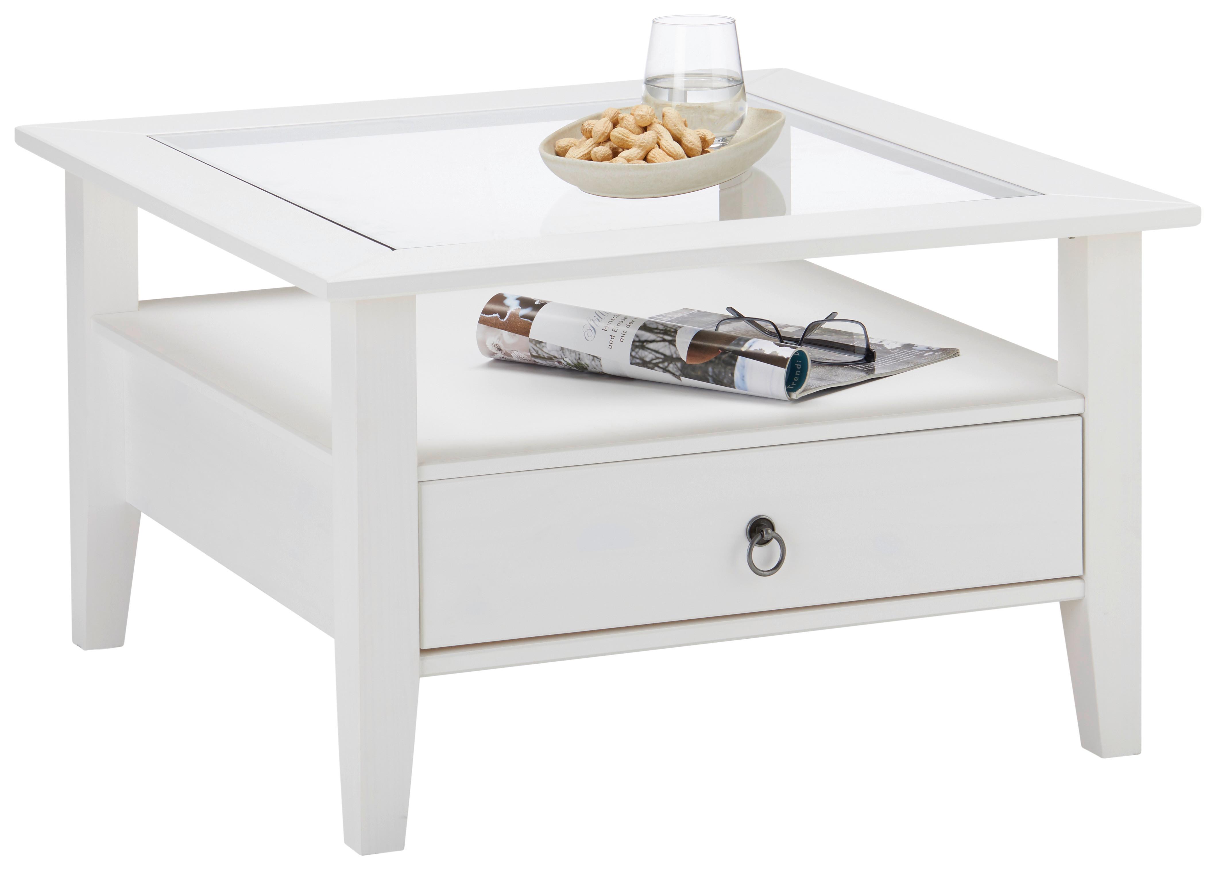 Dohányzóasztal Fehér 1 Fiókkal Provence - fekete/fehér, Lifestyle, Üveg/fém (75/75/45cm) - Zandiara