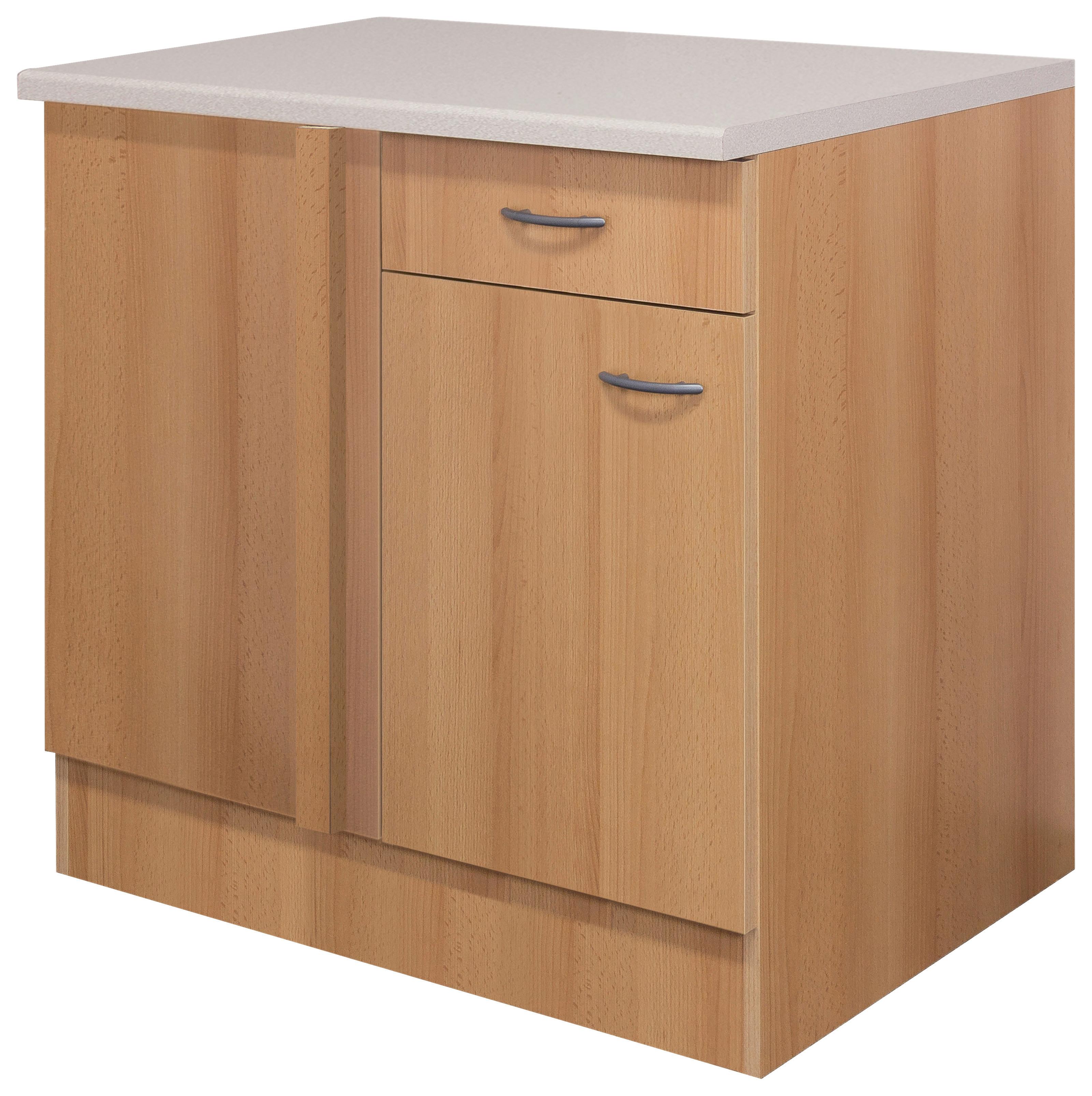 Eckunterschrank in Buchefarbe 'Nano' - Edelstahlfarben/Beige, MODERN, Holzwerkstoff/Kunststoff (110/85/57cm) - FlexWell