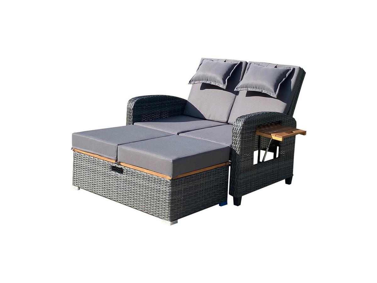 Loungegarnitur Bari ca. 116x95x118 cm Grau - Dunkelgrau/Anthrazit, Basics, Holz/Kunststoff (116/95/118cm) - Gardenson