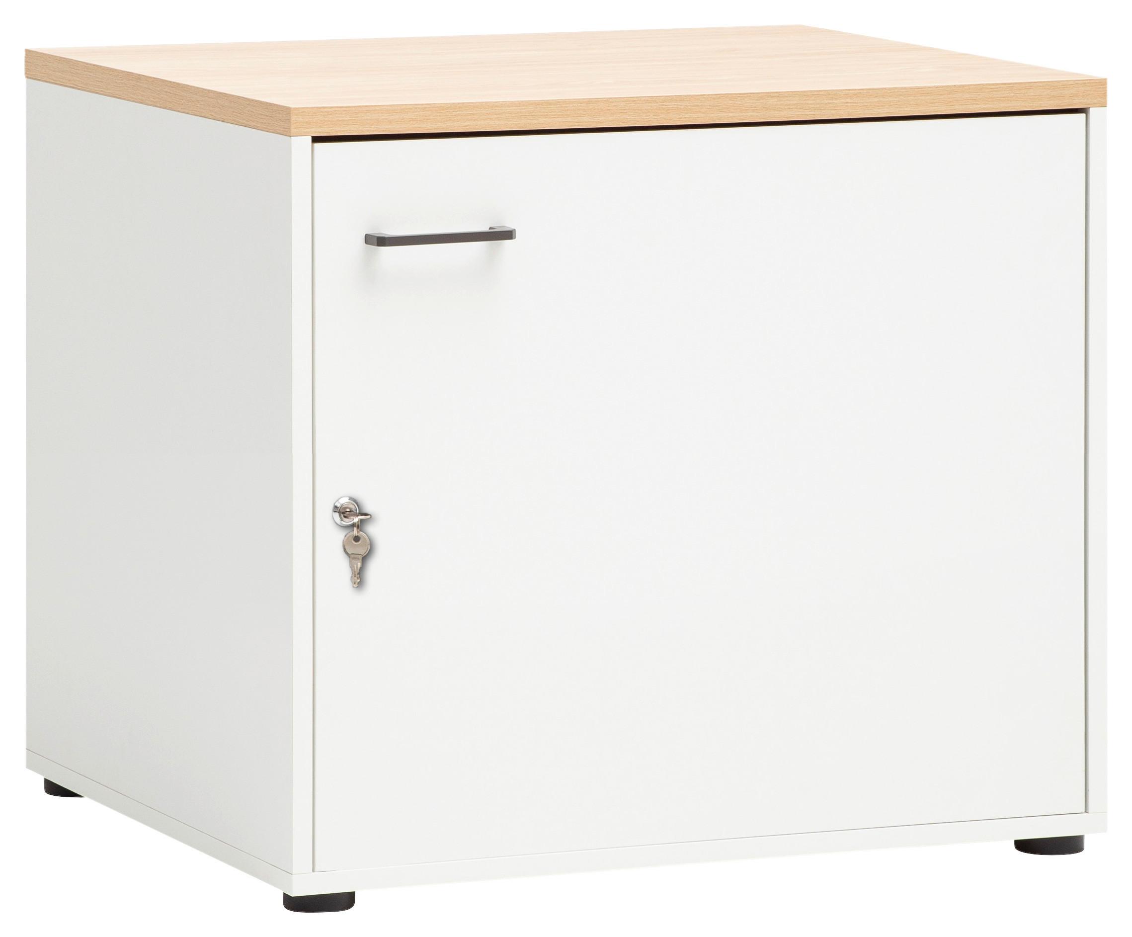 Mehrzweckschrank Solea Weiß/Eiche - Eichefarben/Anthrazit, MODERN, Holzwerkstoff/Kunststoff (67,1/60/60cm) - MID.YOU
