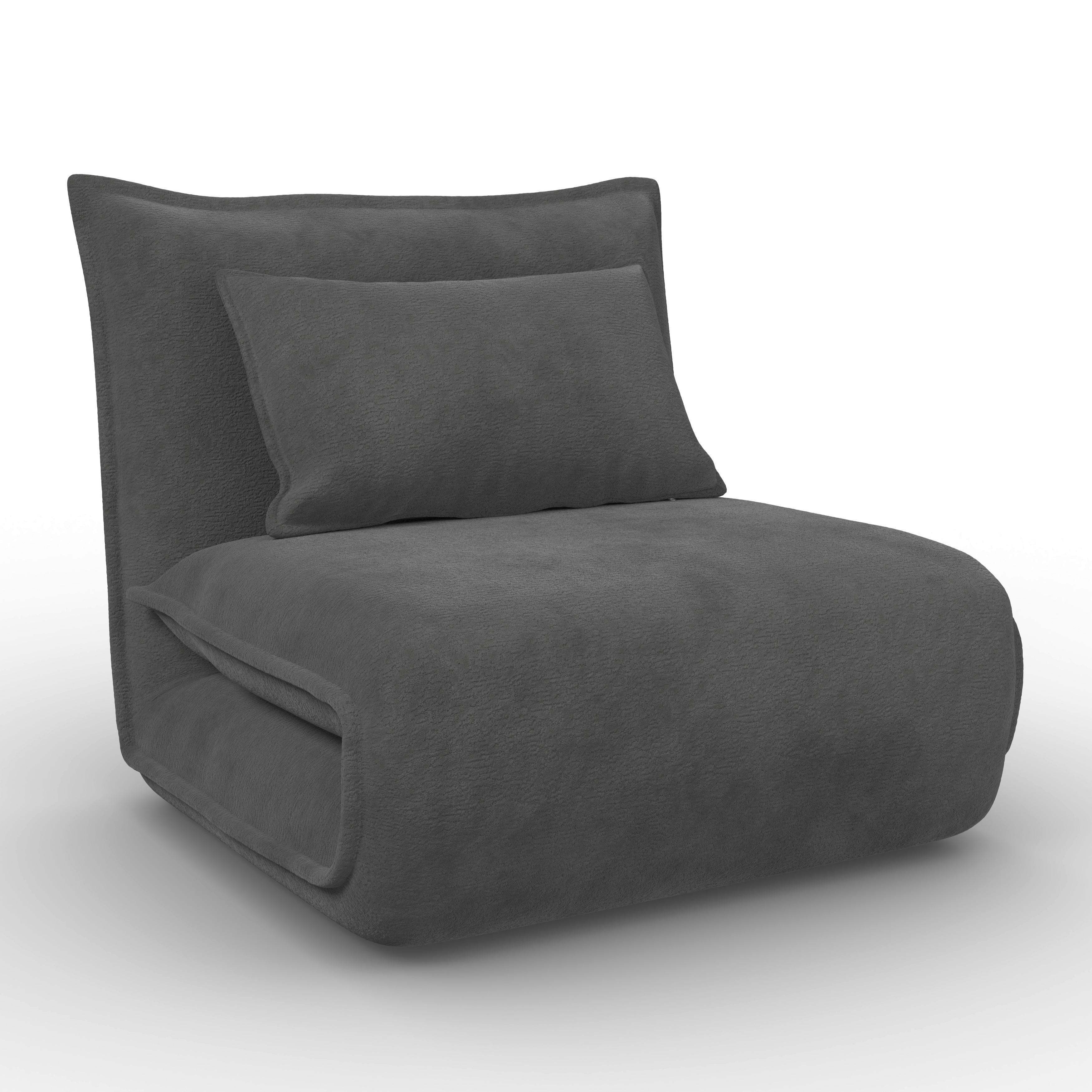 Schlafsessel Macy Bouclé Dunkelgrau - Dunkelgrau, MODERN, Textil/Metall (83/35/68cm) - Bessagi Home