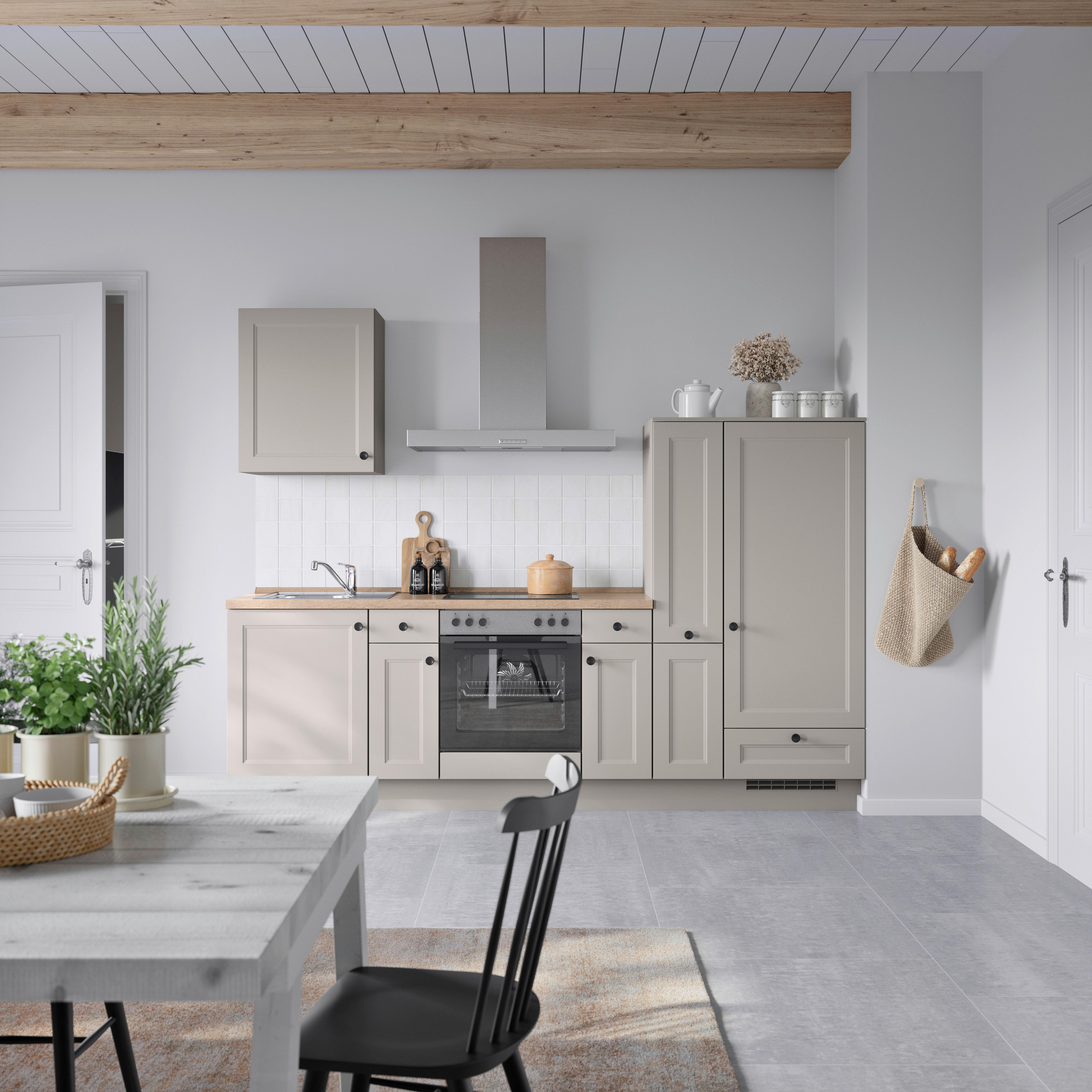 Küchenblock Cascada Low m. Geräten Grau - Eiche dunkel/Schwarz, MODERN, Holzwerkstoff/Metall (270cm) - Nobilia