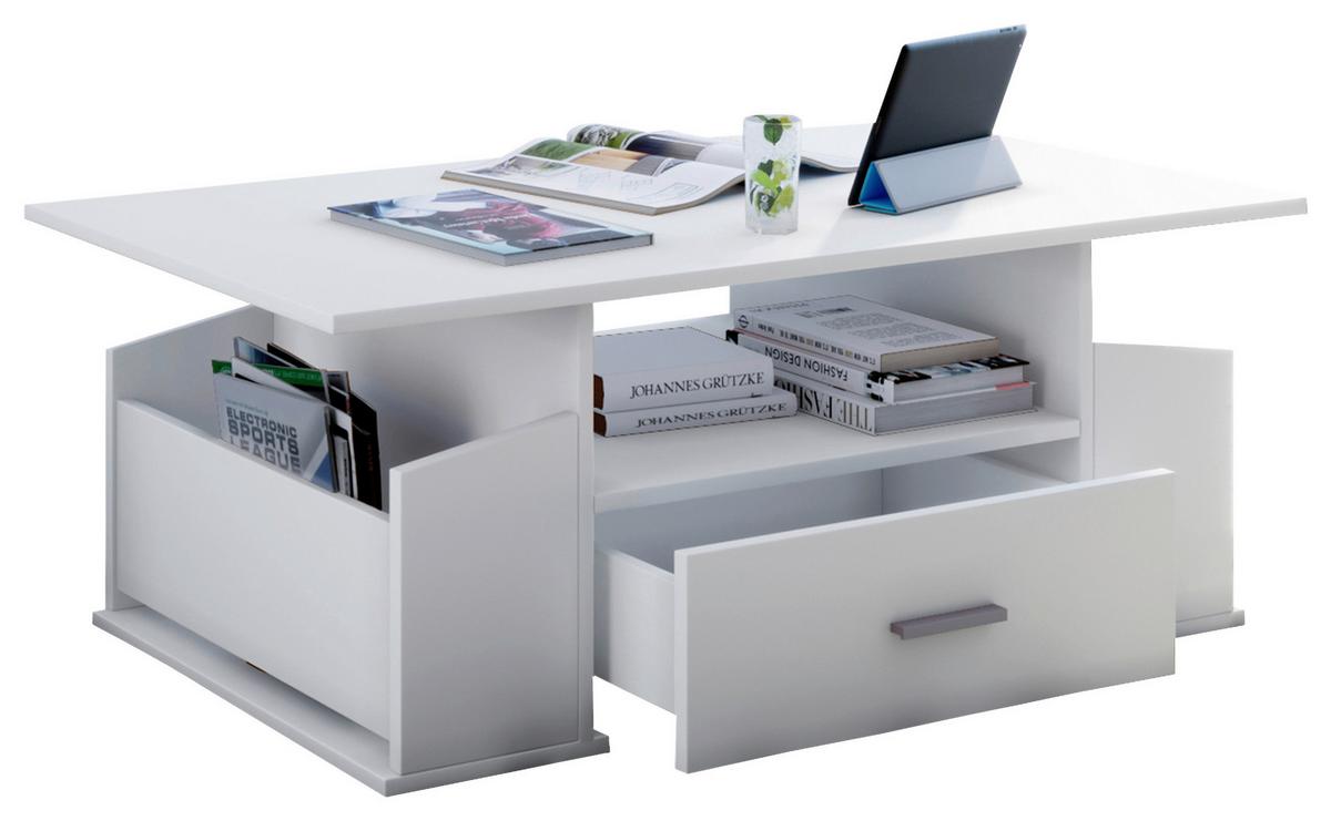 Klubska Miza Junata, Bela - srebrne barve/bela, Basics, umetna masa/leseni material (110/52/44cm) - MID.YOU