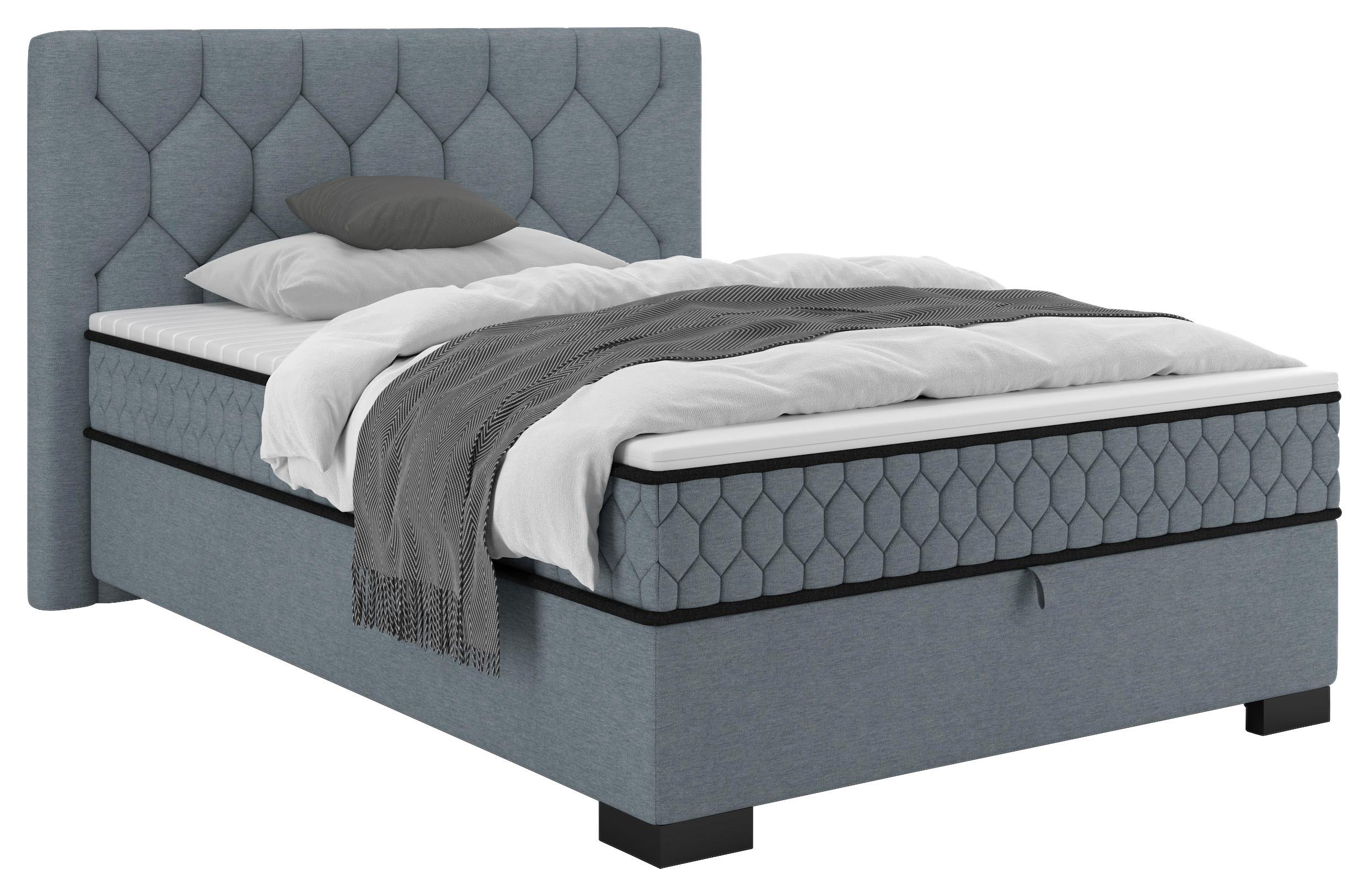 Boxbett Maya D Blau ca. 140x200cm - Blau/Schwarz, KONVENTIONELL, Holz/Holzwerkstoff (140/200cm) - Mömax