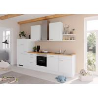 Küchenblock IBZ ohne Geräte ca. 330 cm Weiß - Edelstahlfarben/Eichefarben, Design, Holzwerkstoff/Metall (330cm) - Impuls