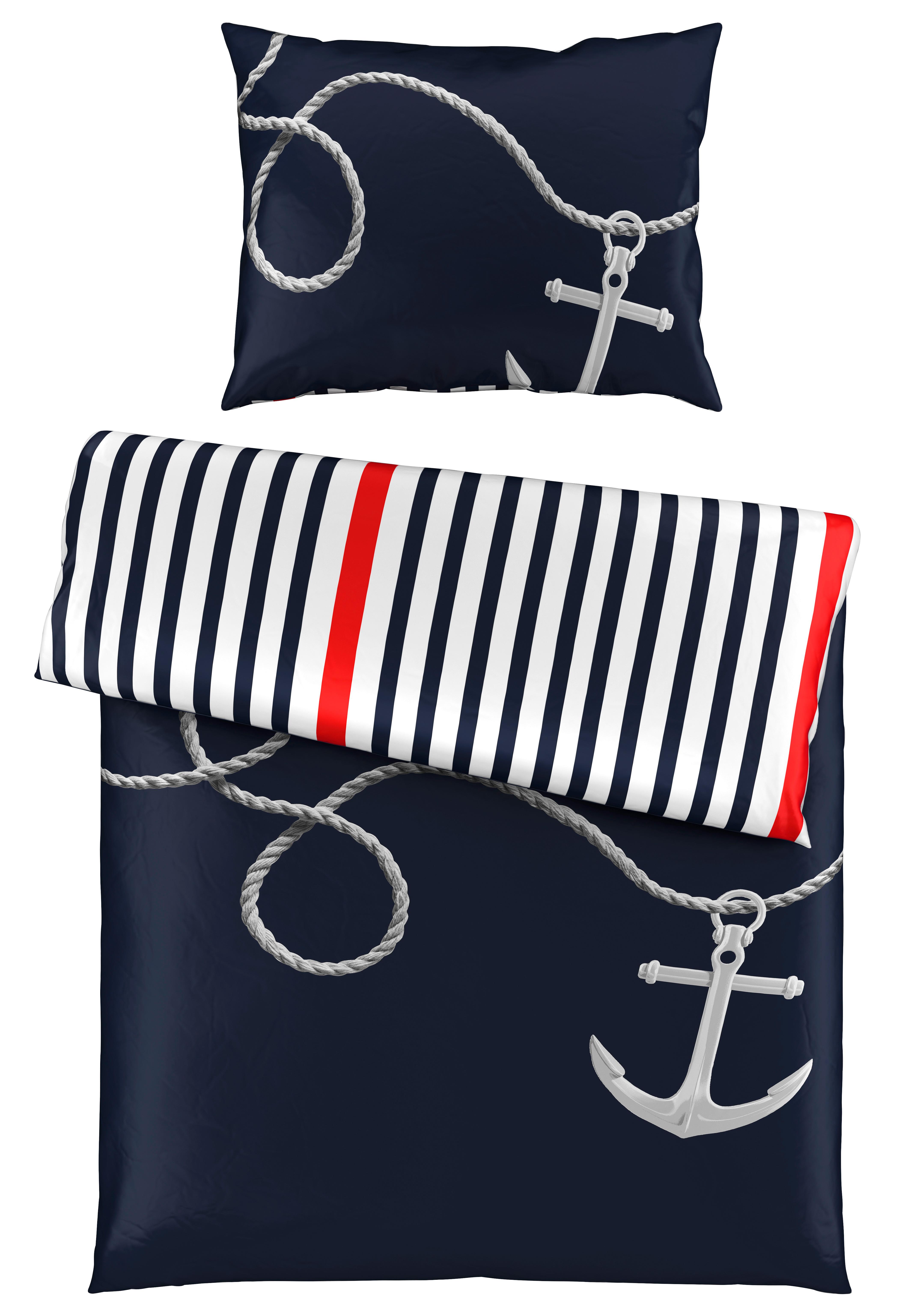 Ágyneműhuzat-garnitúra 3 Részes Sea Rope - kék/fehér, Konventionell, textil (140/200cm) - Premium Living