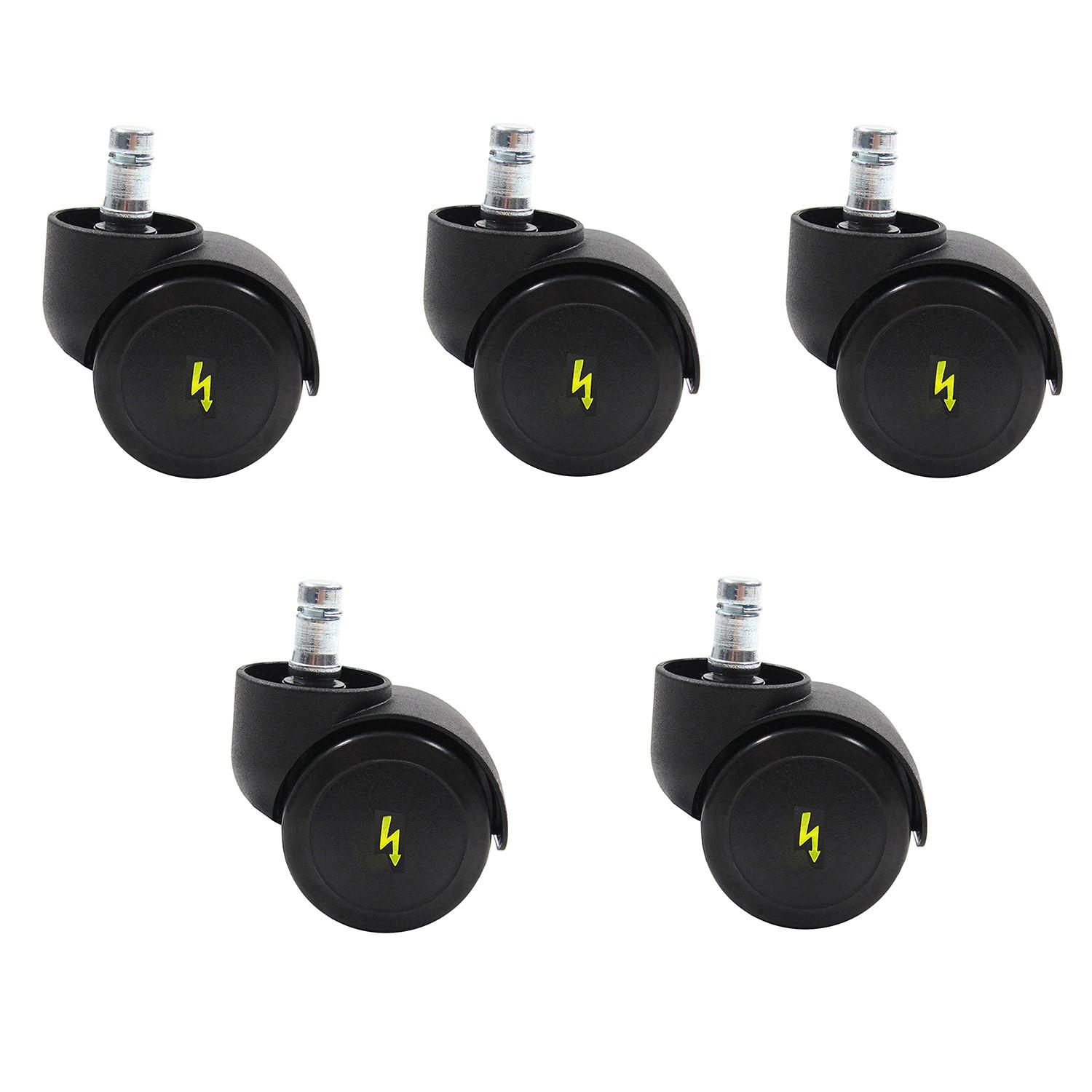 Set Kolesc Za Vrtljivi Stol Rolo Esd, Črna, 5-Delni - črna, Basics, kovina/umetna masa (5/6,1/5cm) - MID.YOU