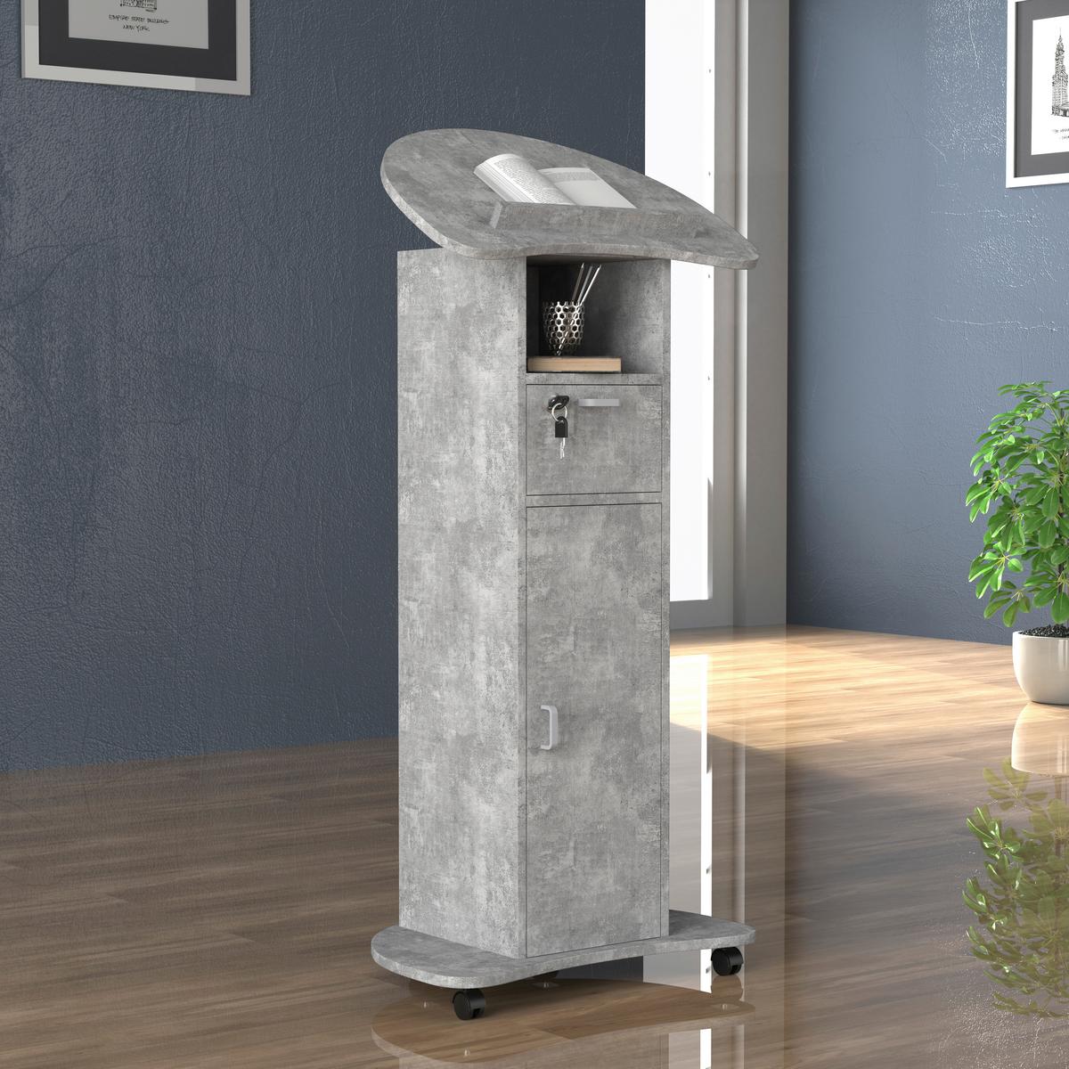 Stoječi Pult Redola L, Beton - siva, Moderno, leseni material (56cm) - MID.YOU