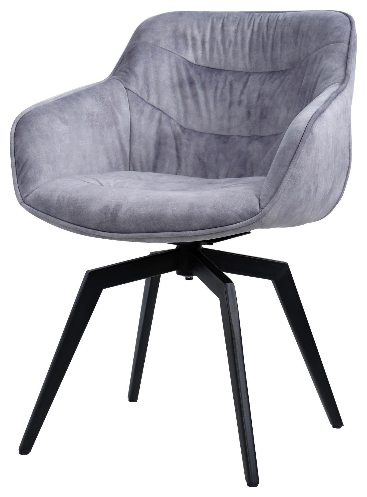 KRZESŁO Z PODŁOKIETNIKAMI MIRKO    -HOM IN- - czarny/szary, Design, metal/tkanina (59/84/64cm) - Hom`in