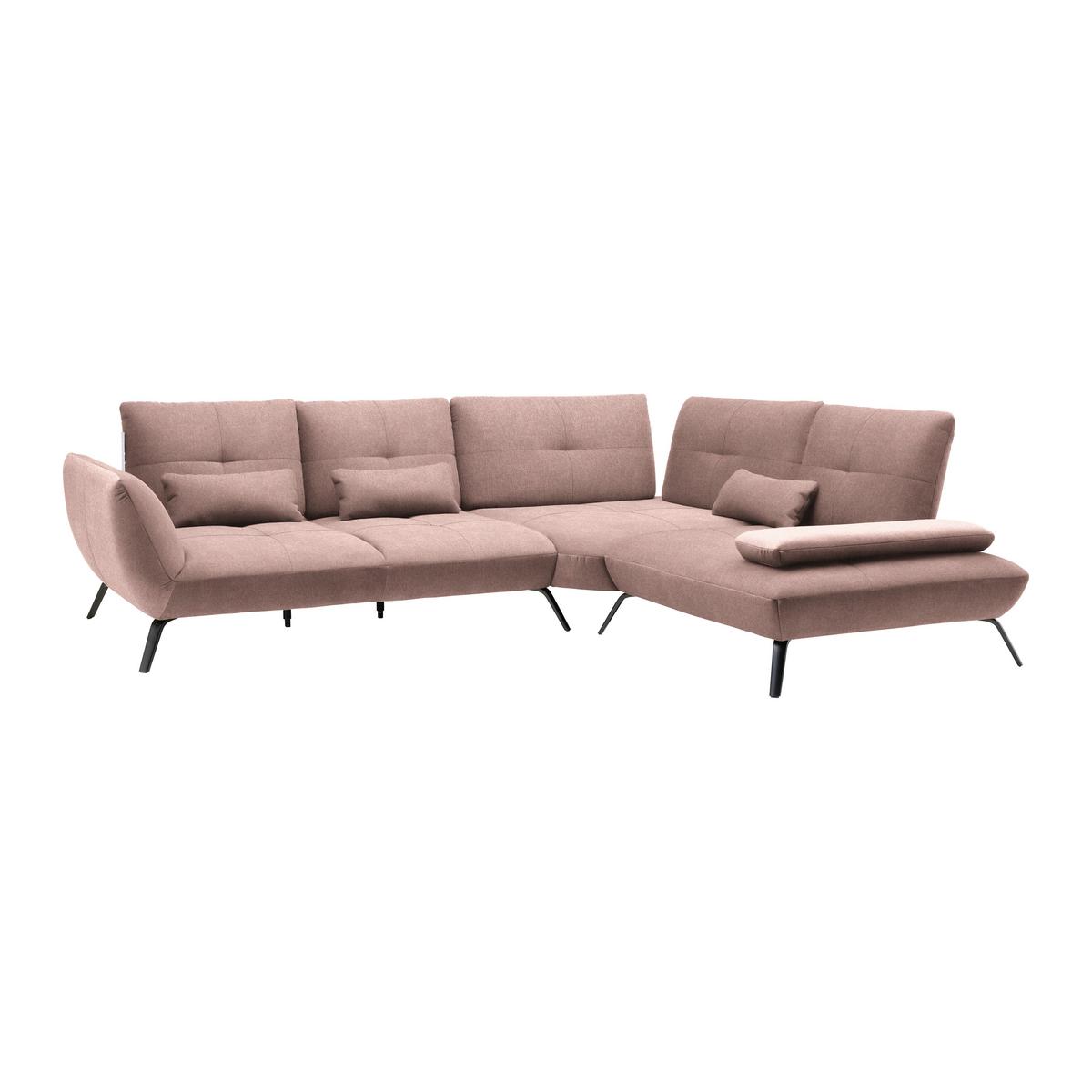 Wohnlandschaft Trendy Rosa - Schwarz/Rosa, MODERN, Holzwerkstoff/Textil (310/93/250cm) - Premium Living